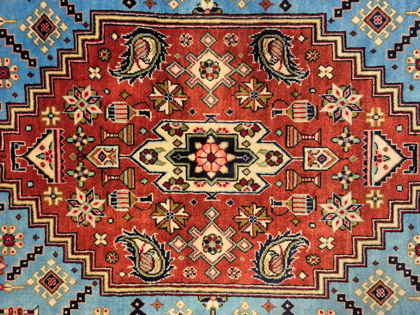 Ghom Teppich Seide auf Seide geometrisches Medaillonmuster