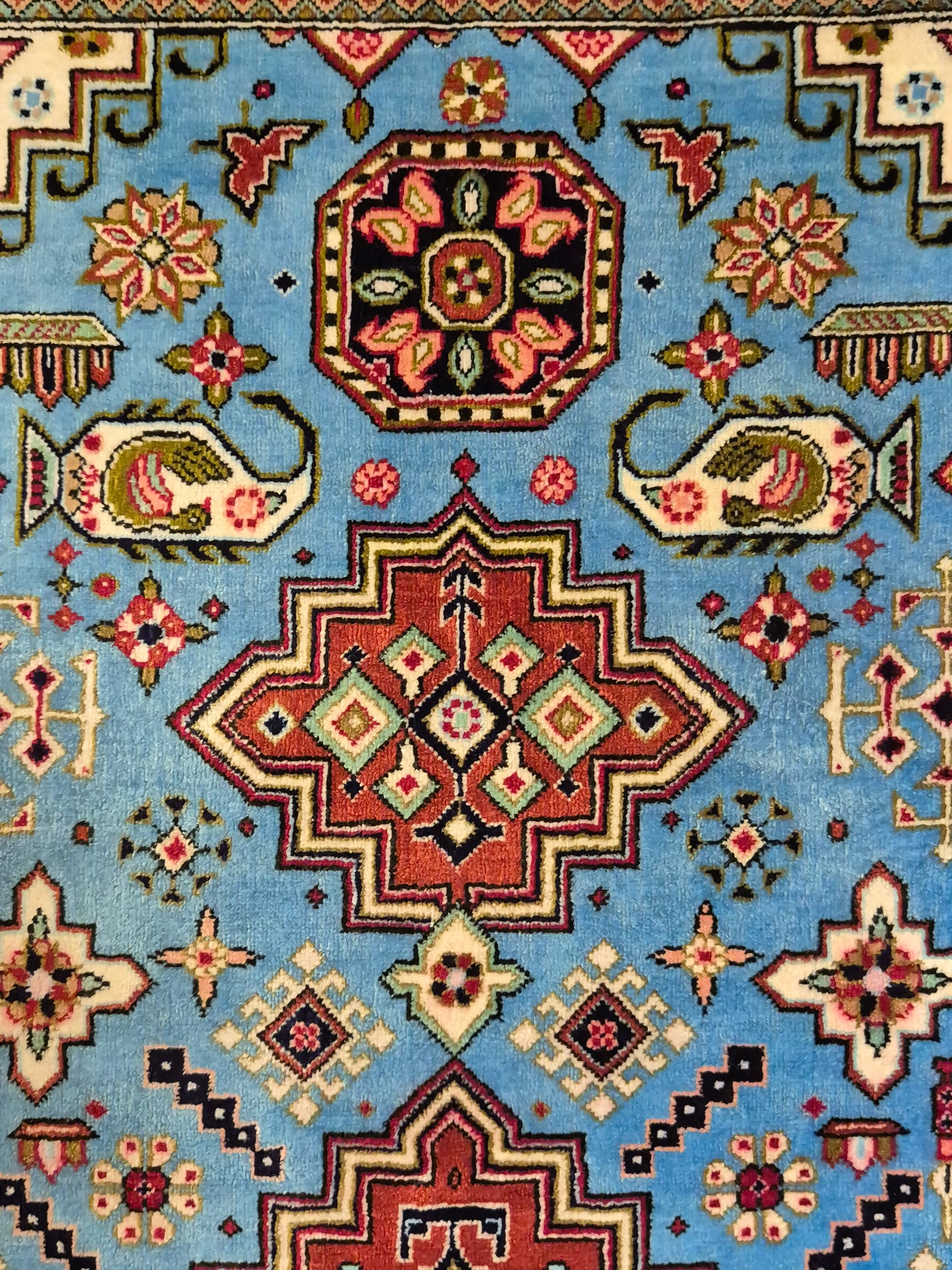 Ghom Teppich Seide auf Seide geometrisches Medaillonmuster