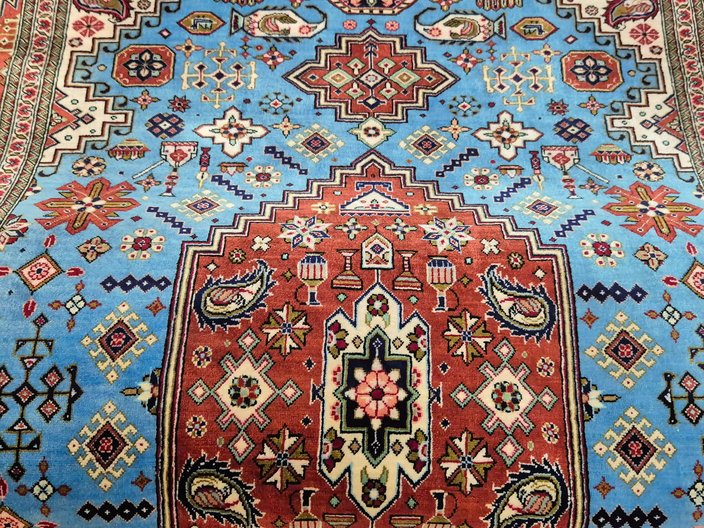 Ghom Teppich Seide auf Seide geometrisches Medaillonmuster