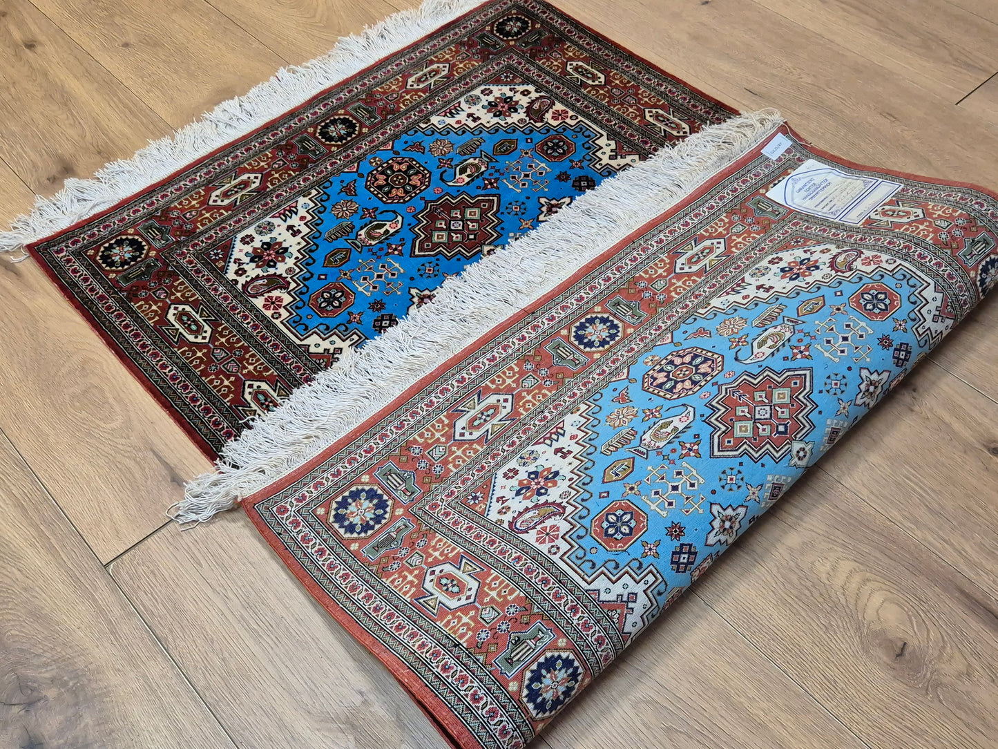 Ghom Teppich Seide auf Seide geometrisches Medaillonmuster