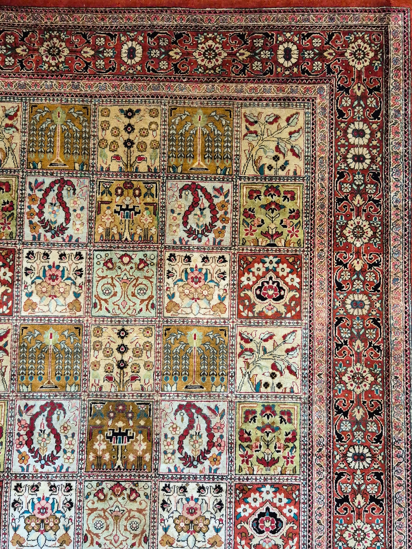 Ghom Teppich Seide auf Seide fein Gartenmuster