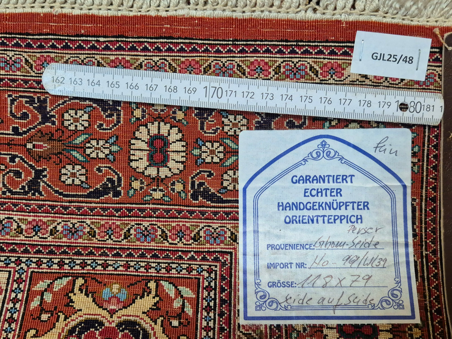 Ghom Teppich Seide auf Seide fein Gartenmuster