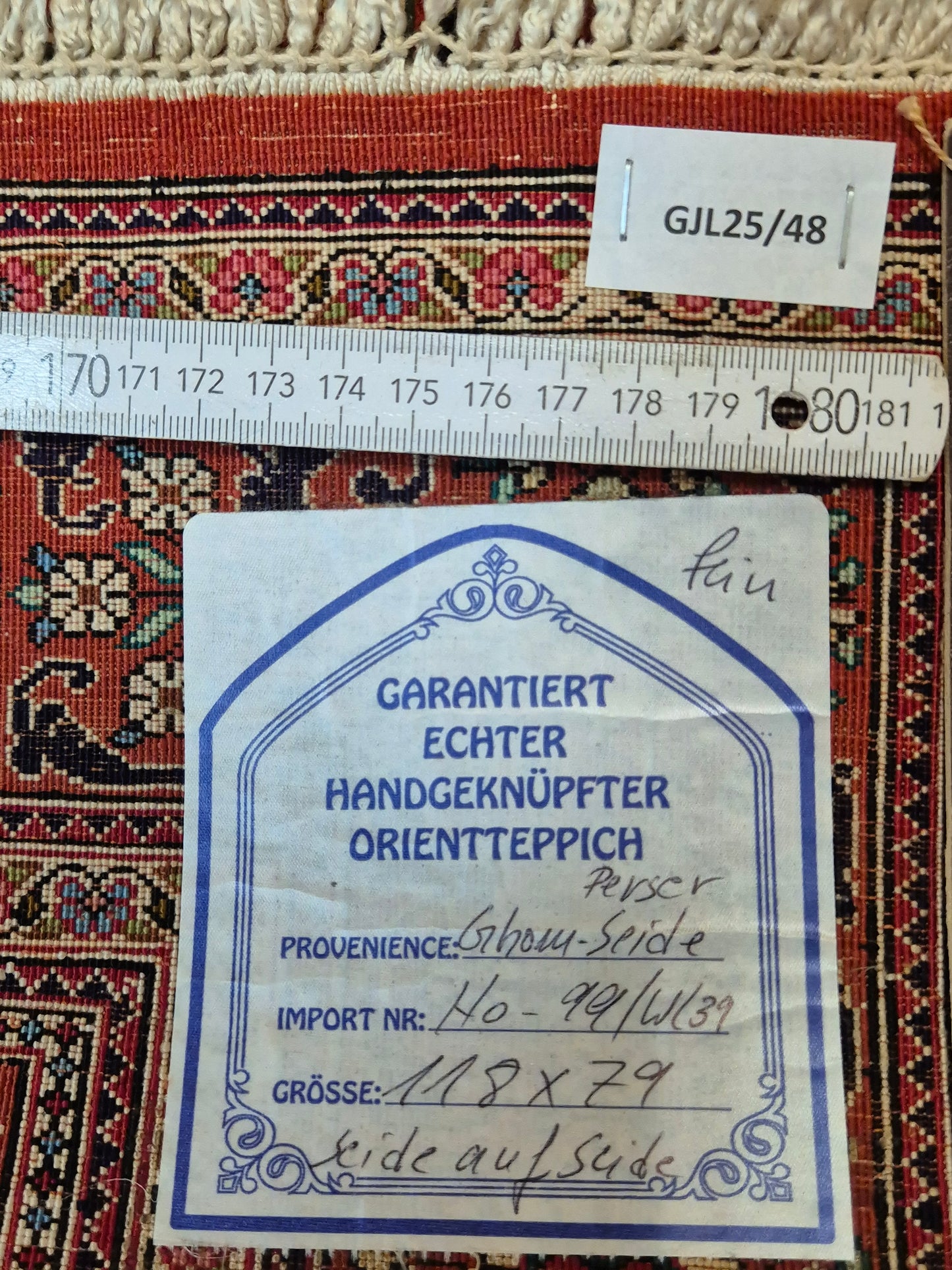 Ghom Teppich Seide auf Seide fein Gartenmuster