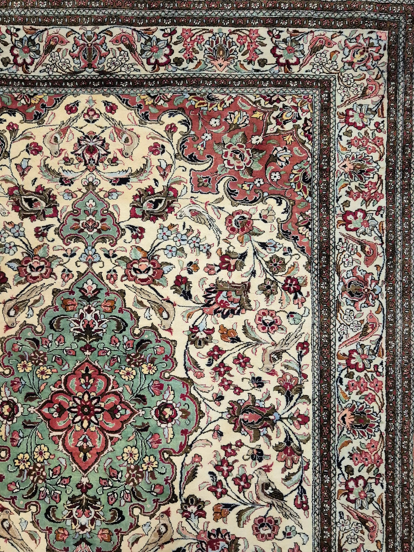 Ghom Seide auf Seide Teppich Medaillon florales Muster feine Knüpfung