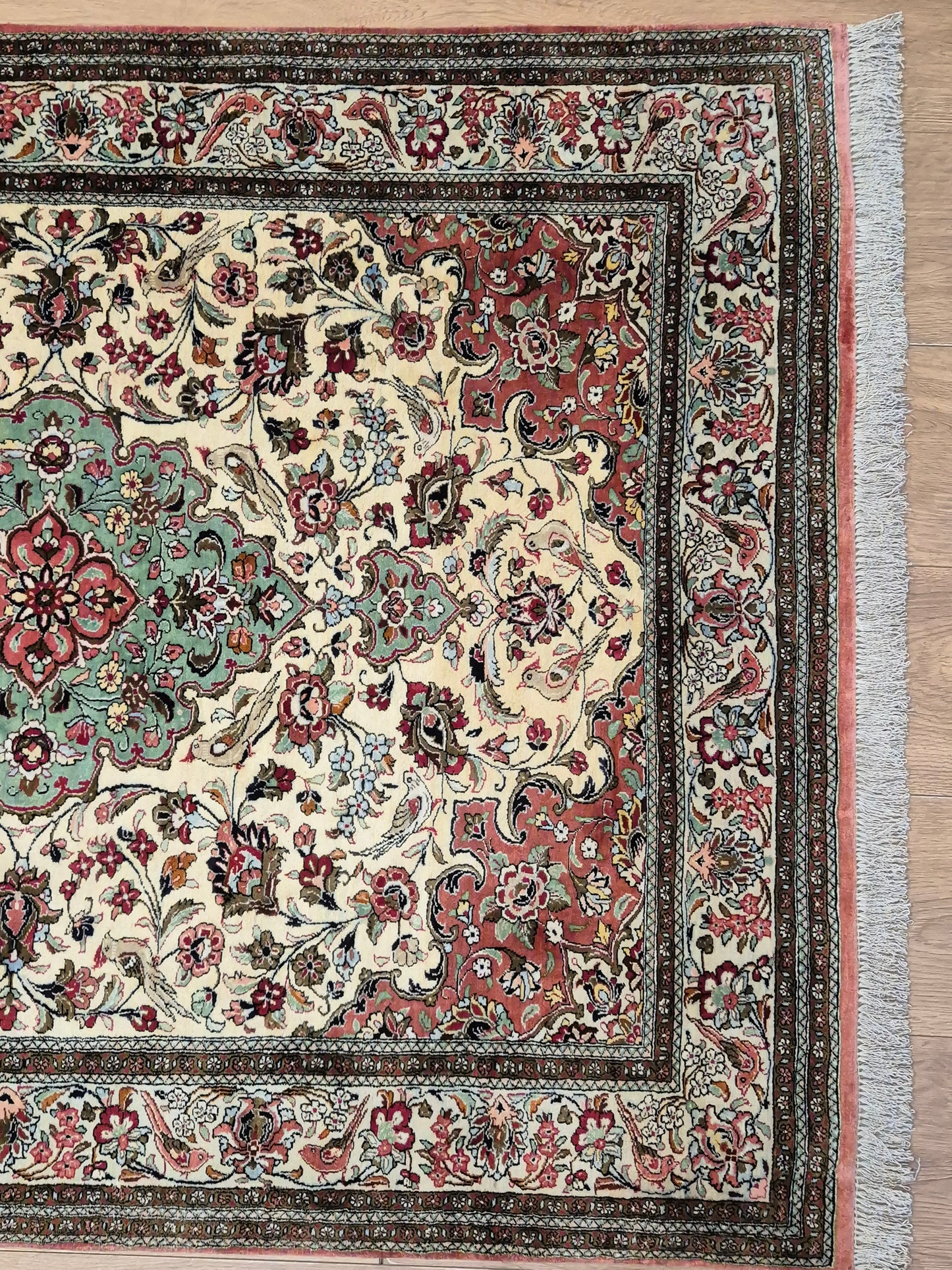 Ghom Seide auf Seide Teppich Medaillon florales Muster feine Knüpfung