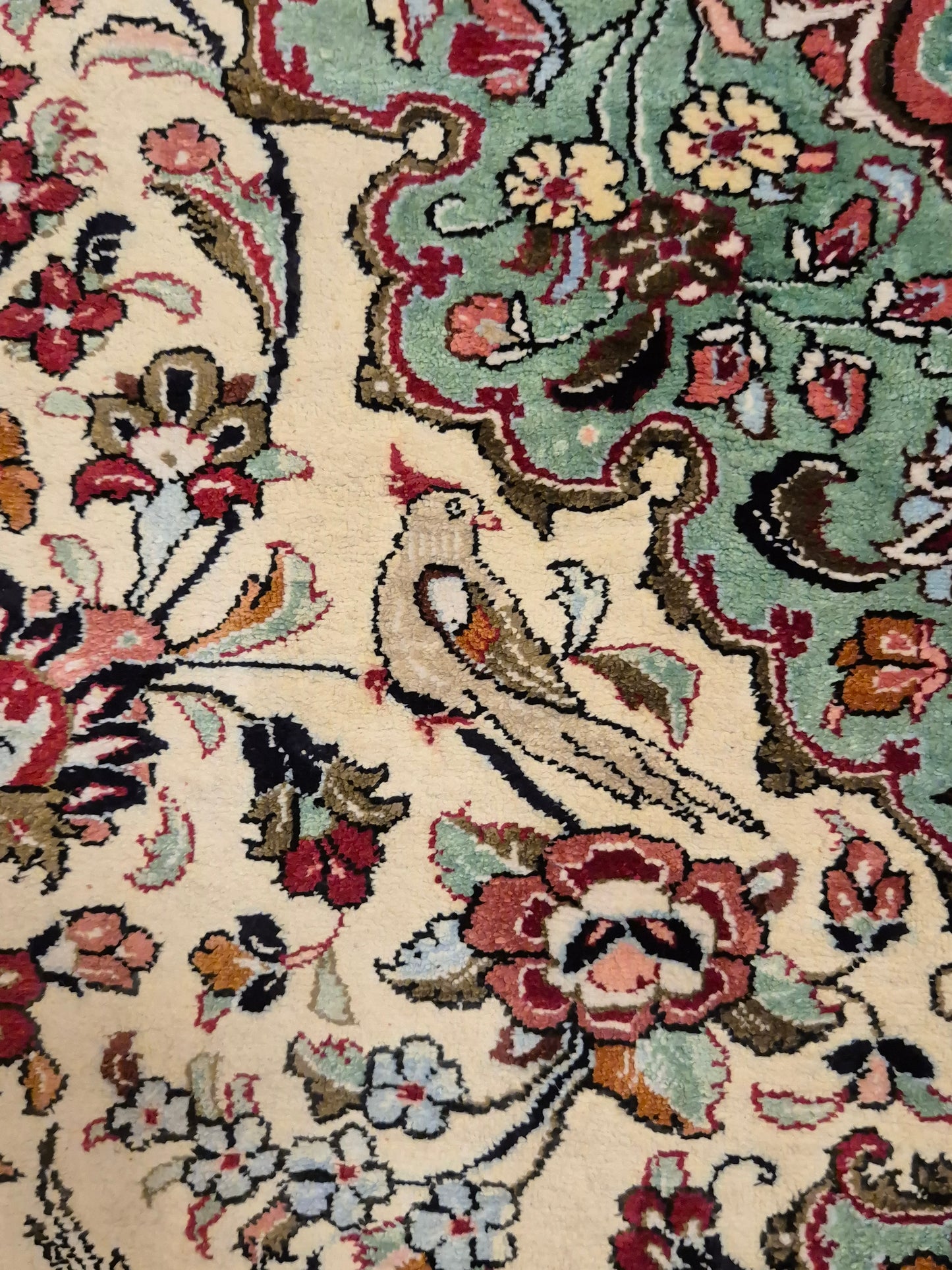 Ghom Seide auf Seide Teppich Medaillon florales Muster feine Knüpfung