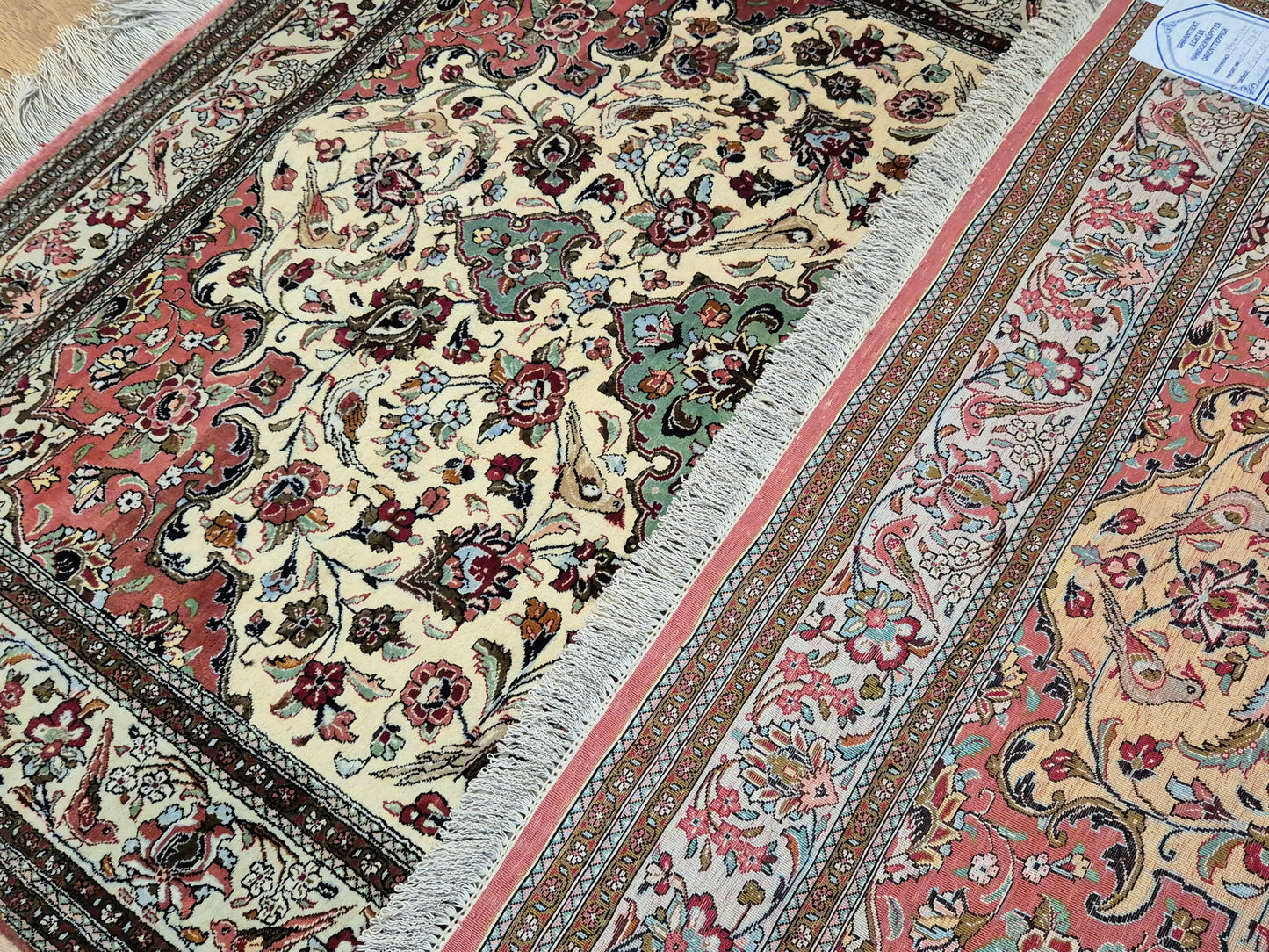 Ghom Seide auf Seide Teppich Medaillon florales Muster feine Knüpfung