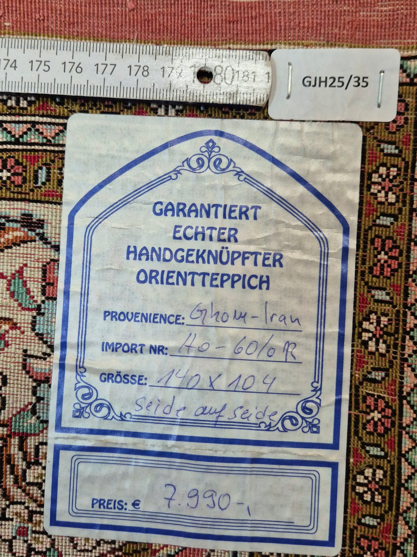 Ghom Seide auf Seide Teppich Medaillon florales Muster feine Knüpfung