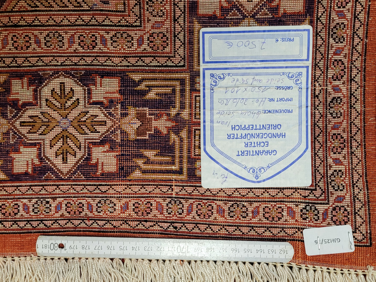 Ghom Seide auf Seide Teppich geometrisches Medaillon feine Knüpfung