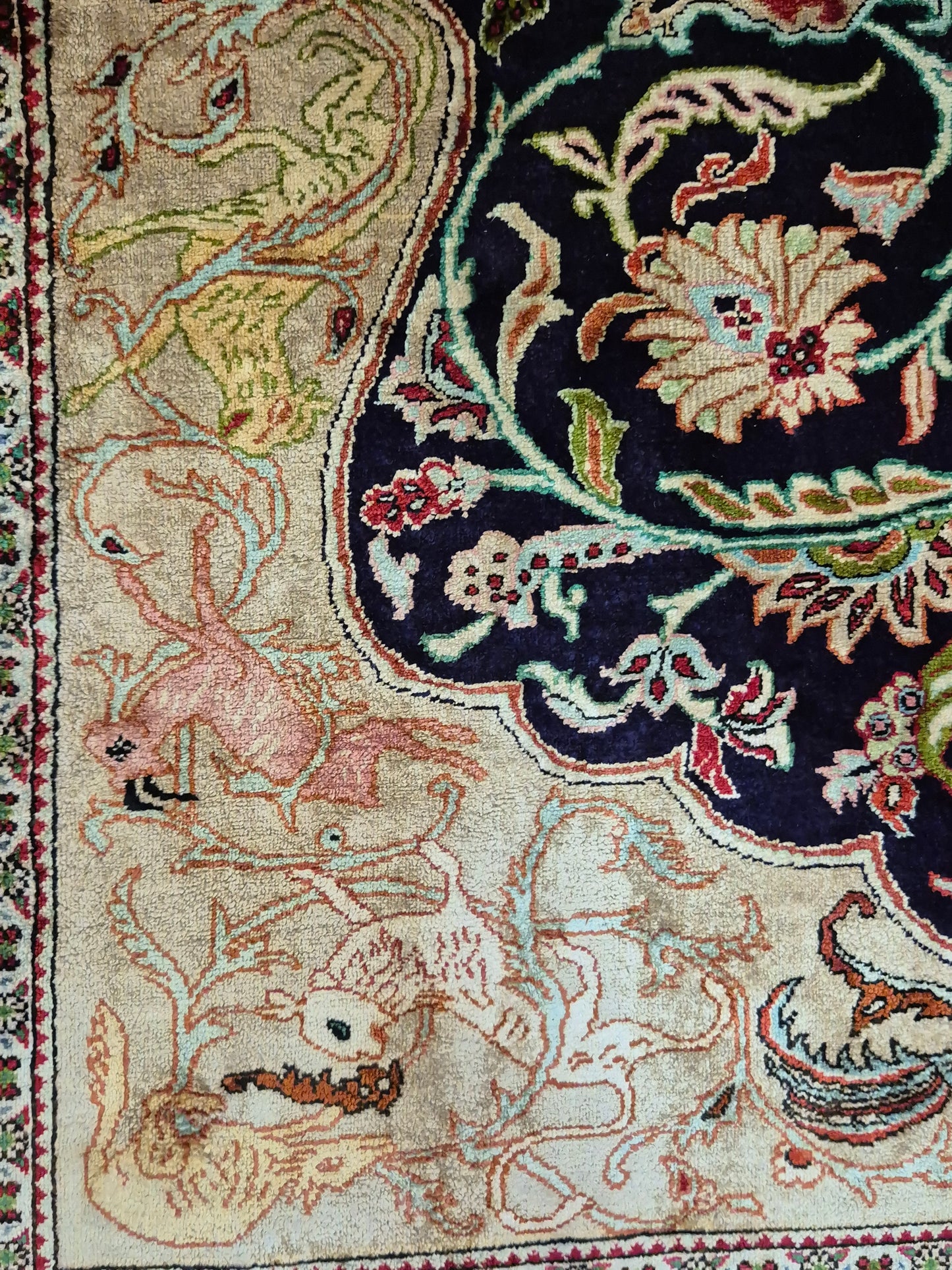 Ghom Seidenteppich auf Seide Jagdmotiv feine Knüpfung