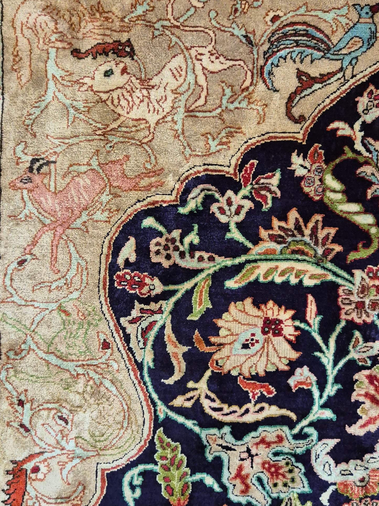 Ghom Seidenteppich auf Seide Jagdmotiv feine Knüpfung