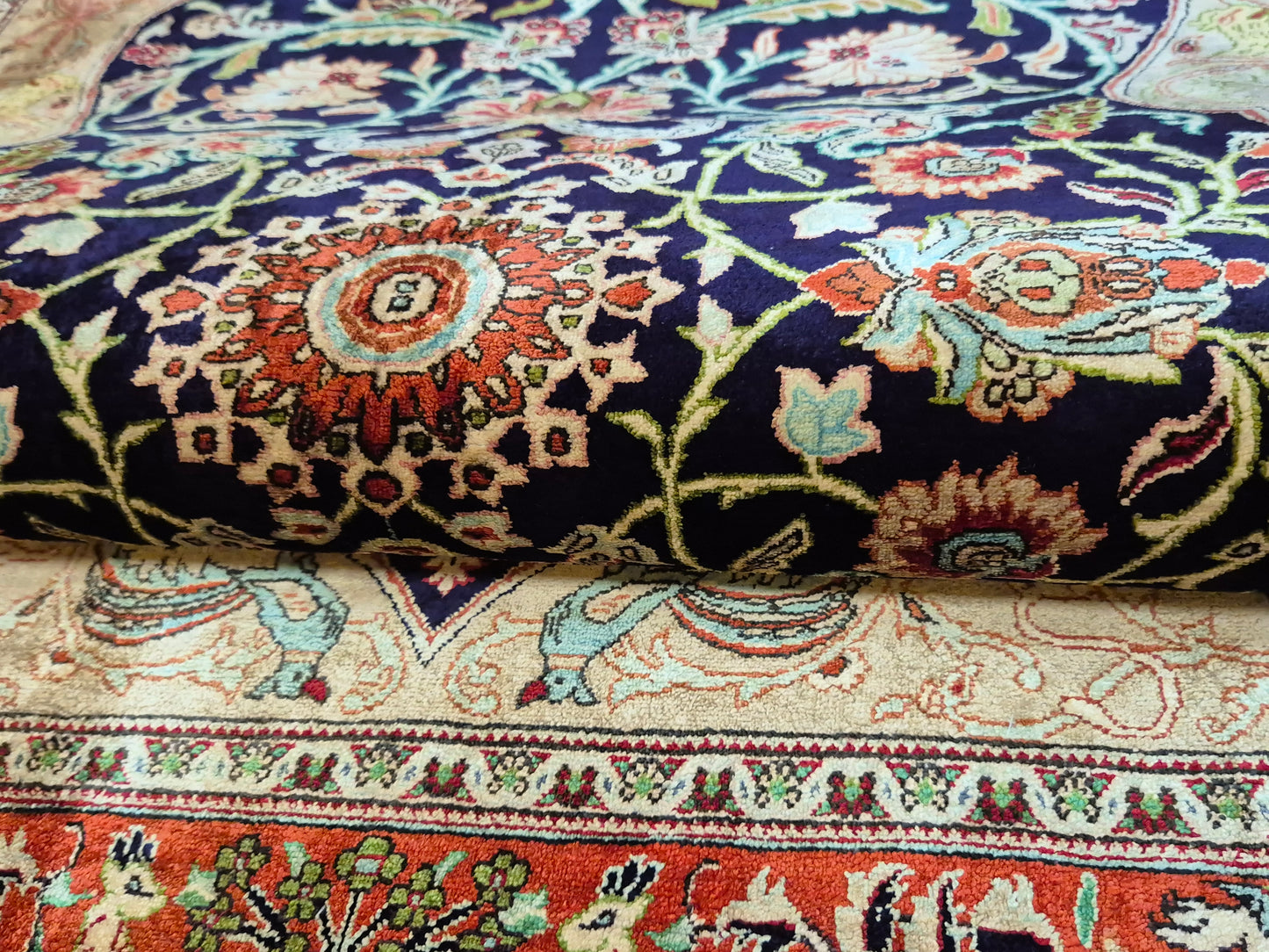 Ghom Seidenteppich auf Seide Jagdmotiv feine Knüpfung