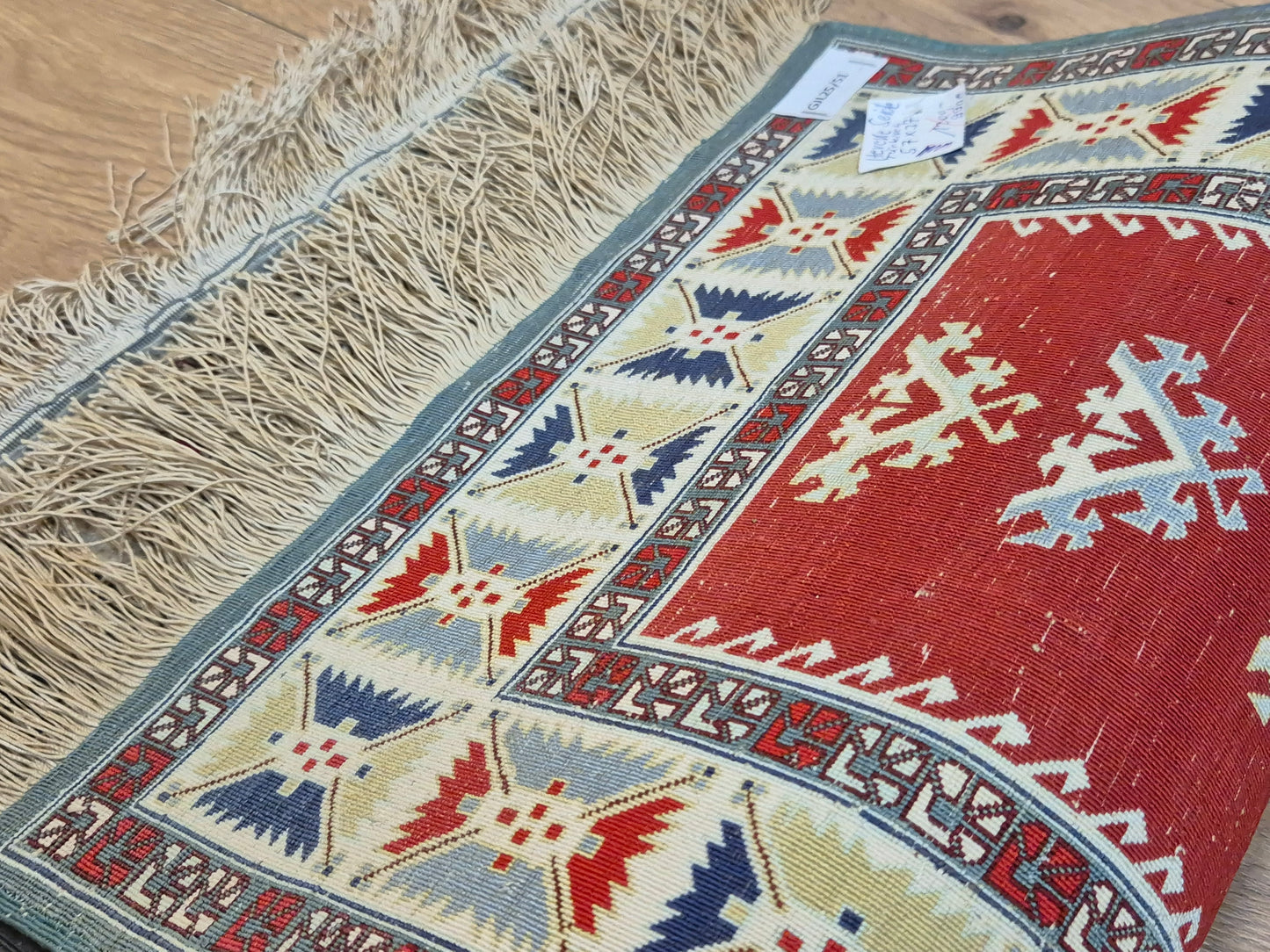 Hereke Seidenteppich Gebetsteppich geometrisches Design fein handgeknüpft