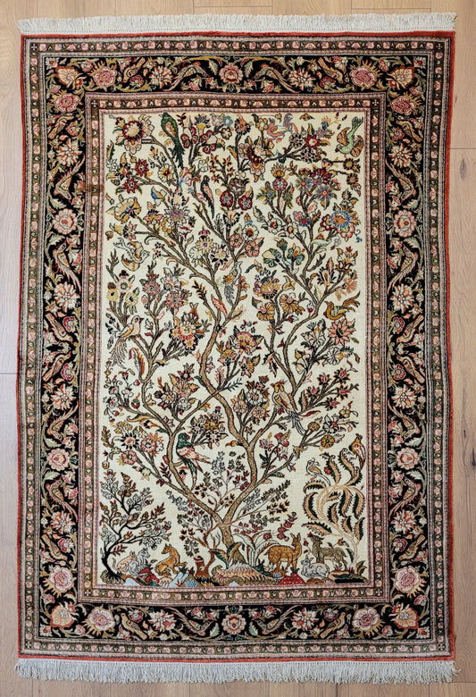 Ghom Seide auf Seide Teppich Baum des Lebens feine Knüpfung