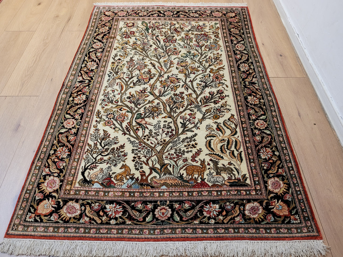 Ghom Seide auf Seide Teppich Baum des Lebens feine Knüpfung