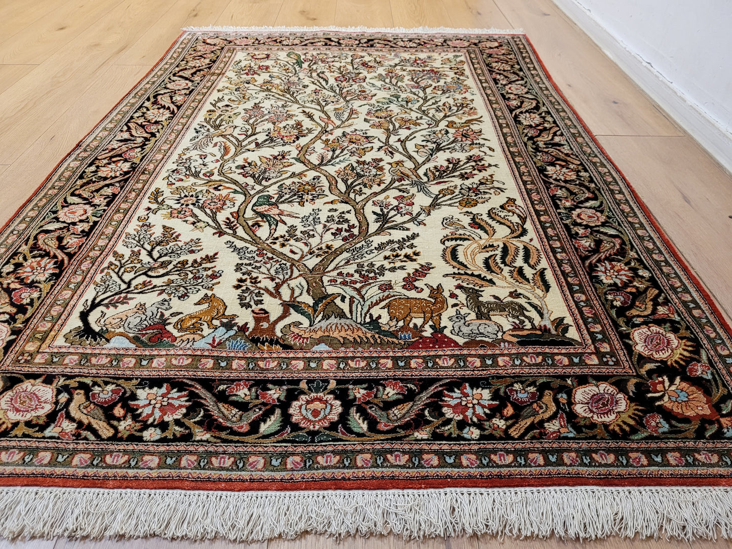 Ghom Seide auf Seide Teppich Baum des Lebens feine Knüpfung