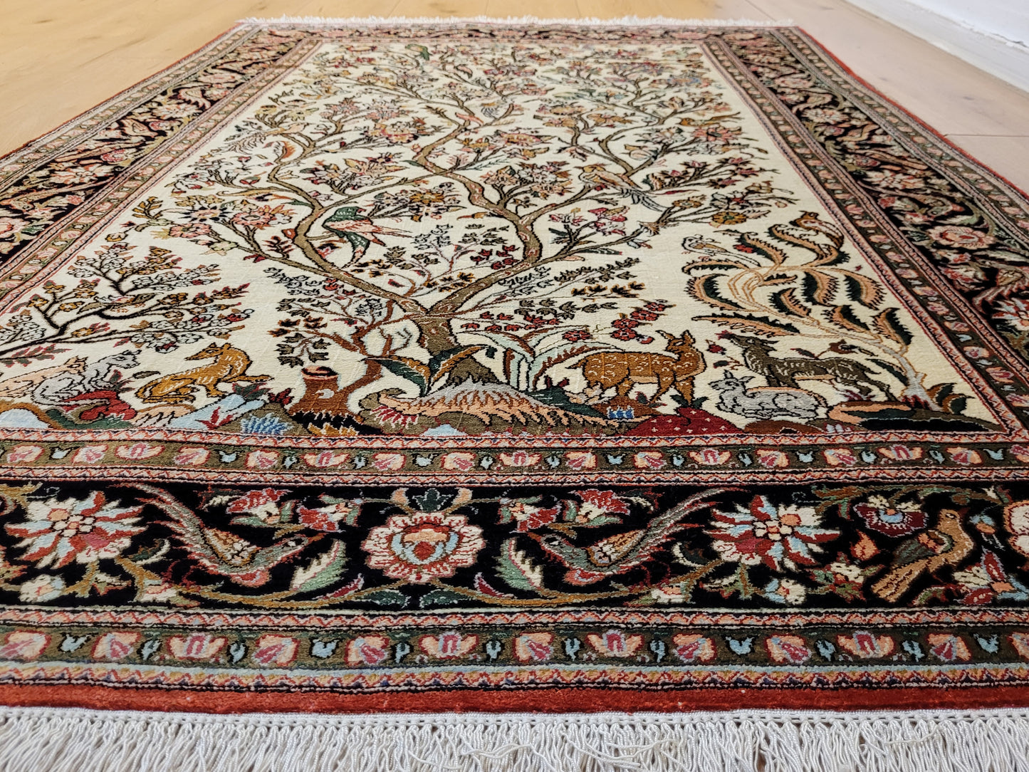 Ghom Seide auf Seide Teppich Baum des Lebens feine Knüpfung