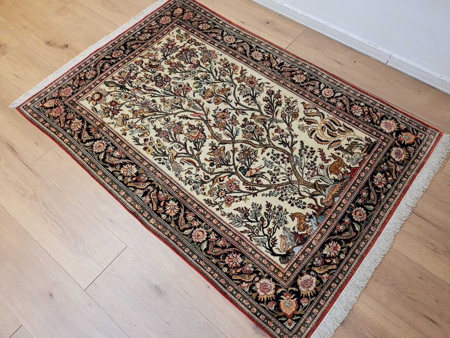 Ghom Seide auf Seide Teppich Baum des Lebens feine Knüpfung