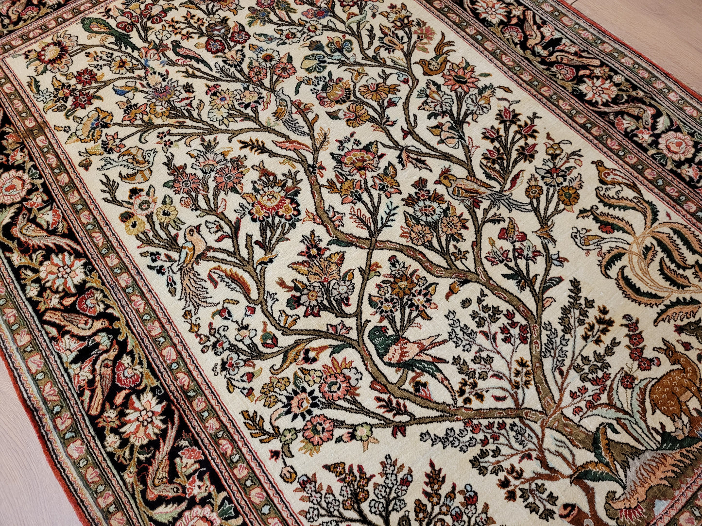 Ghom Seide auf Seide Teppich Baum des Lebens feine Knüpfung