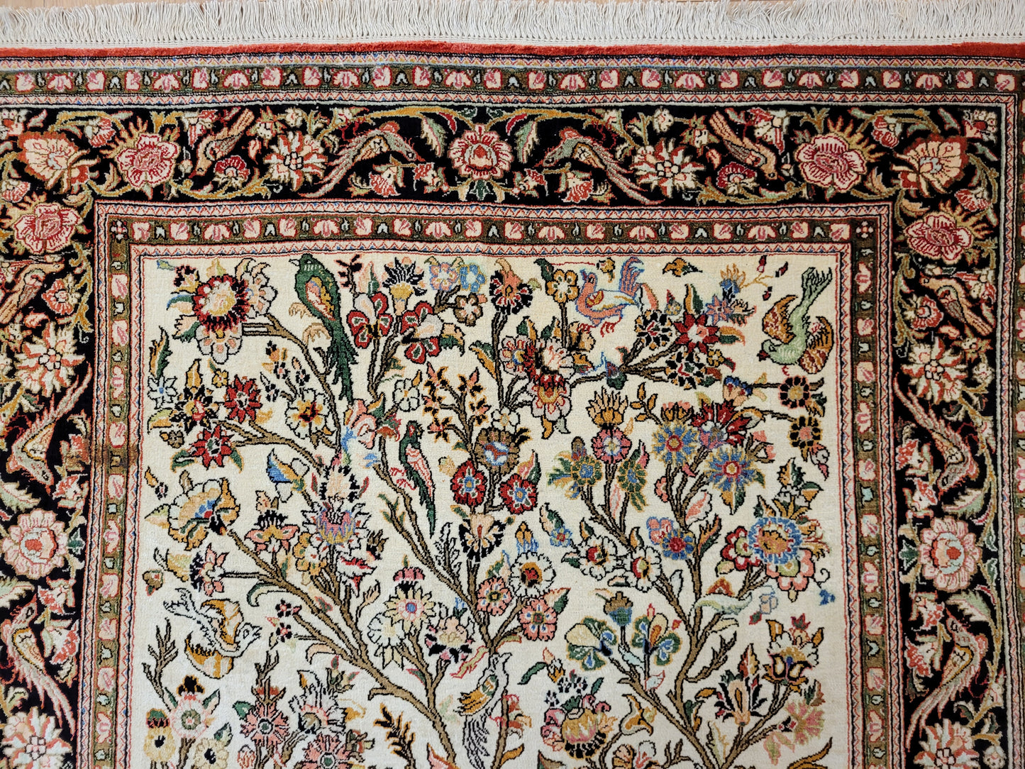 Ghom Seide auf Seide Teppich Baum des Lebens feine Knüpfung