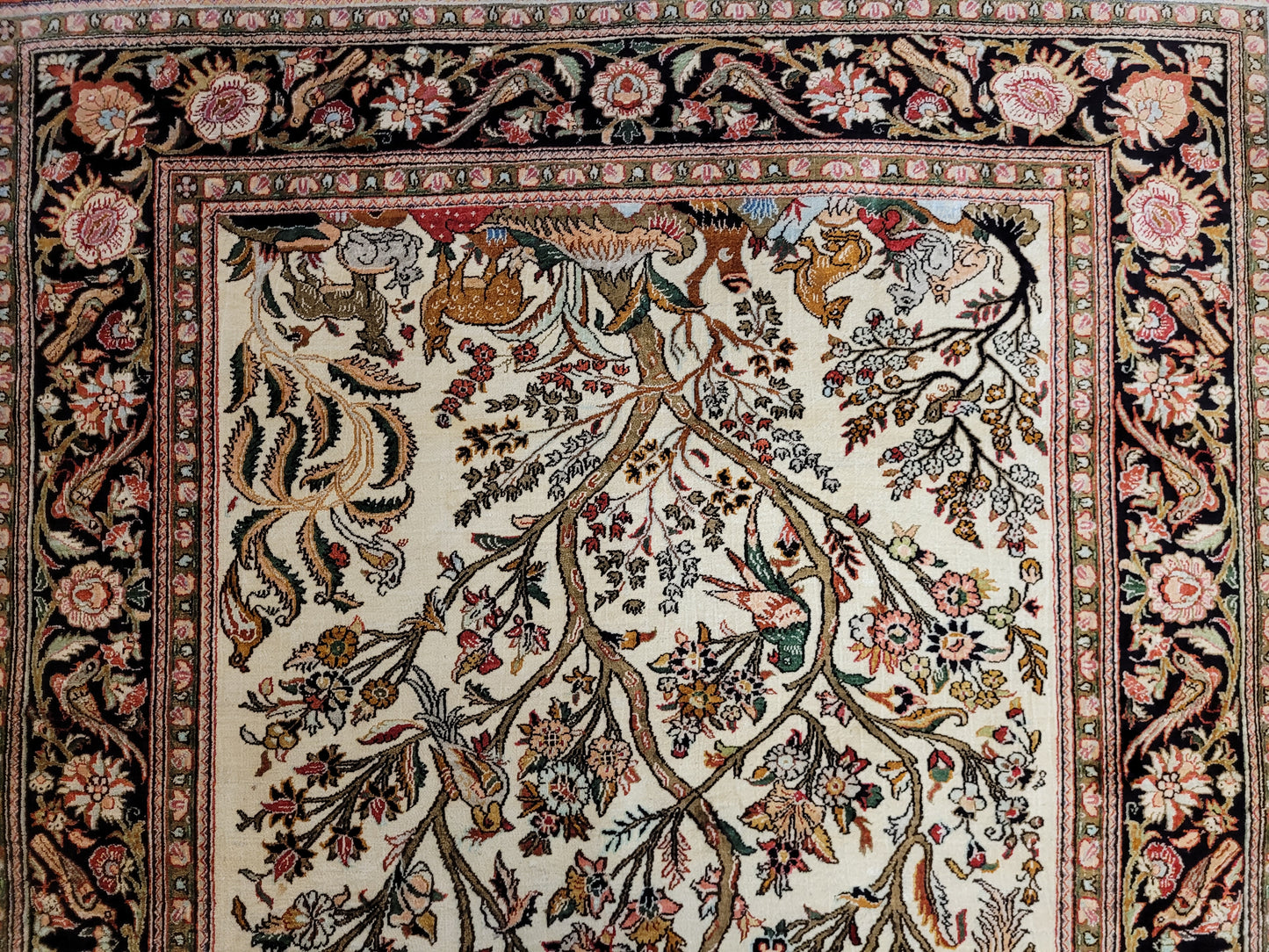 Ghom Seide auf Seide Teppich Baum des Lebens feine Knüpfung