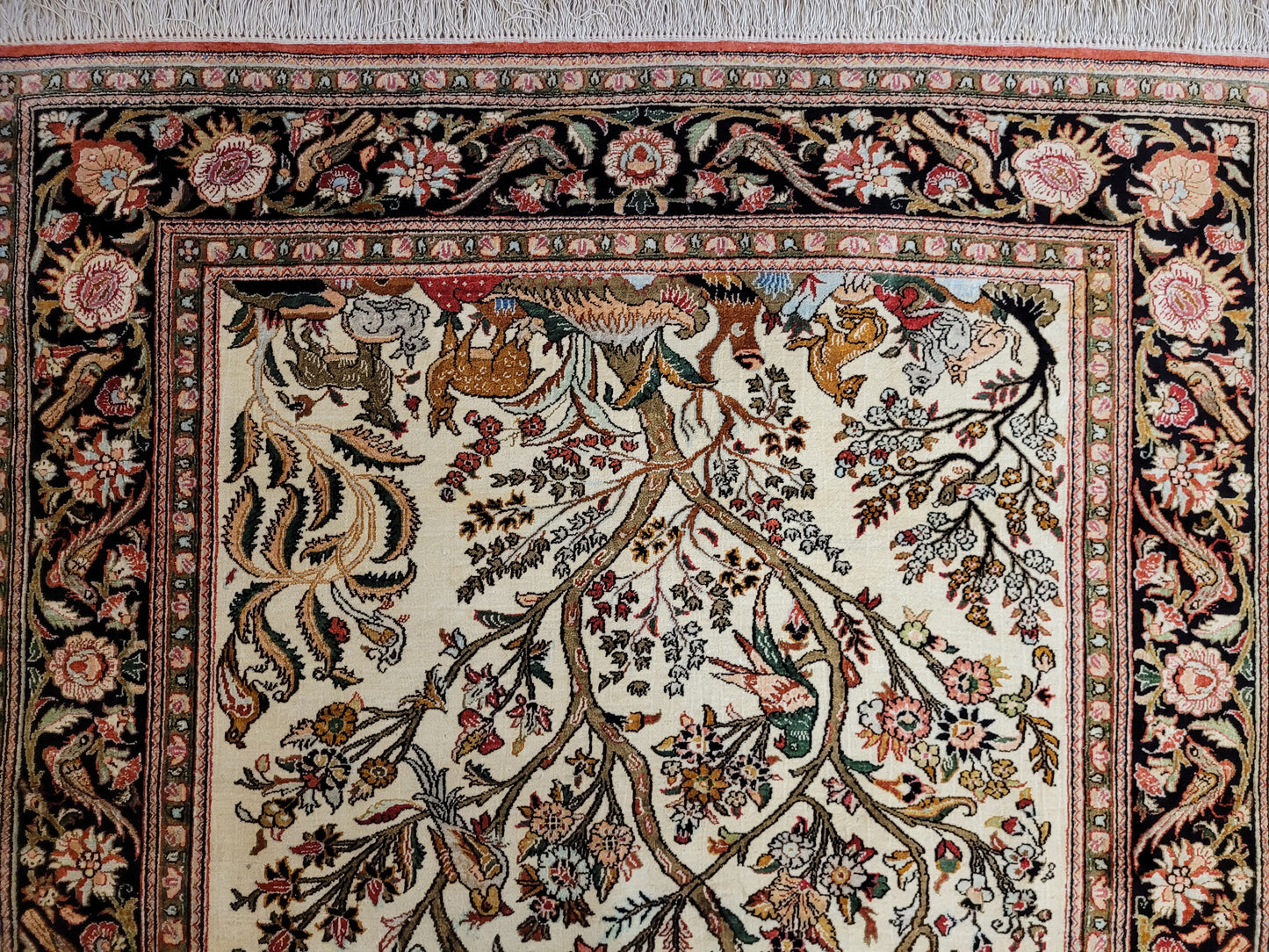 Ghom Seide auf Seide Teppich Baum des Lebens feine Knüpfung