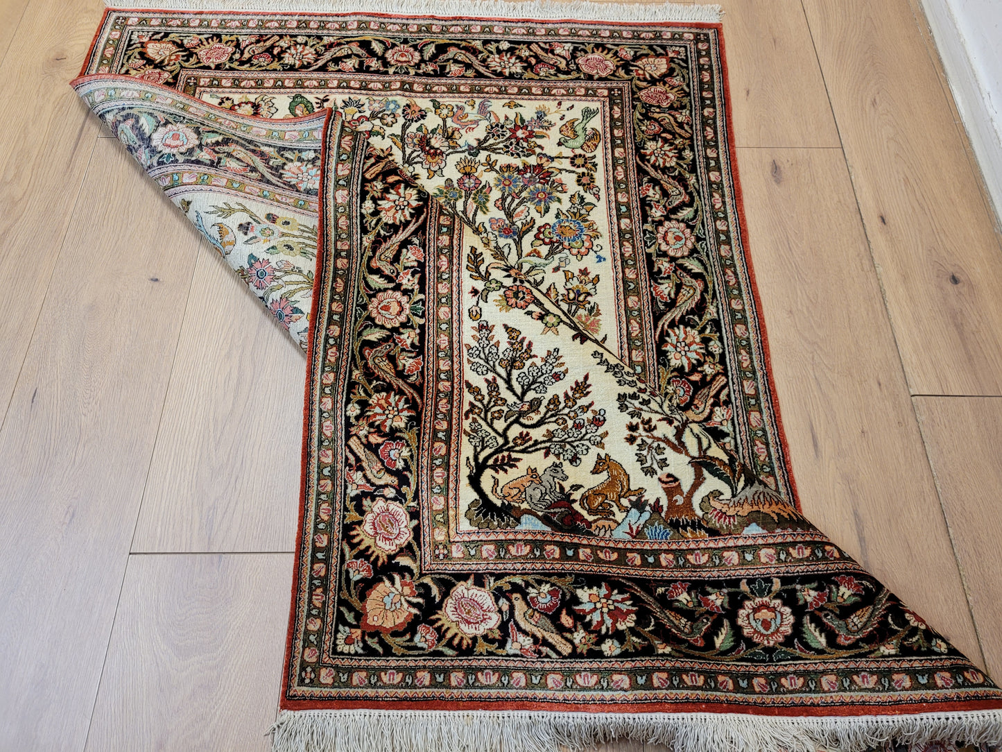 Ghom Seide auf Seide Teppich Baum des Lebens feine Knüpfung