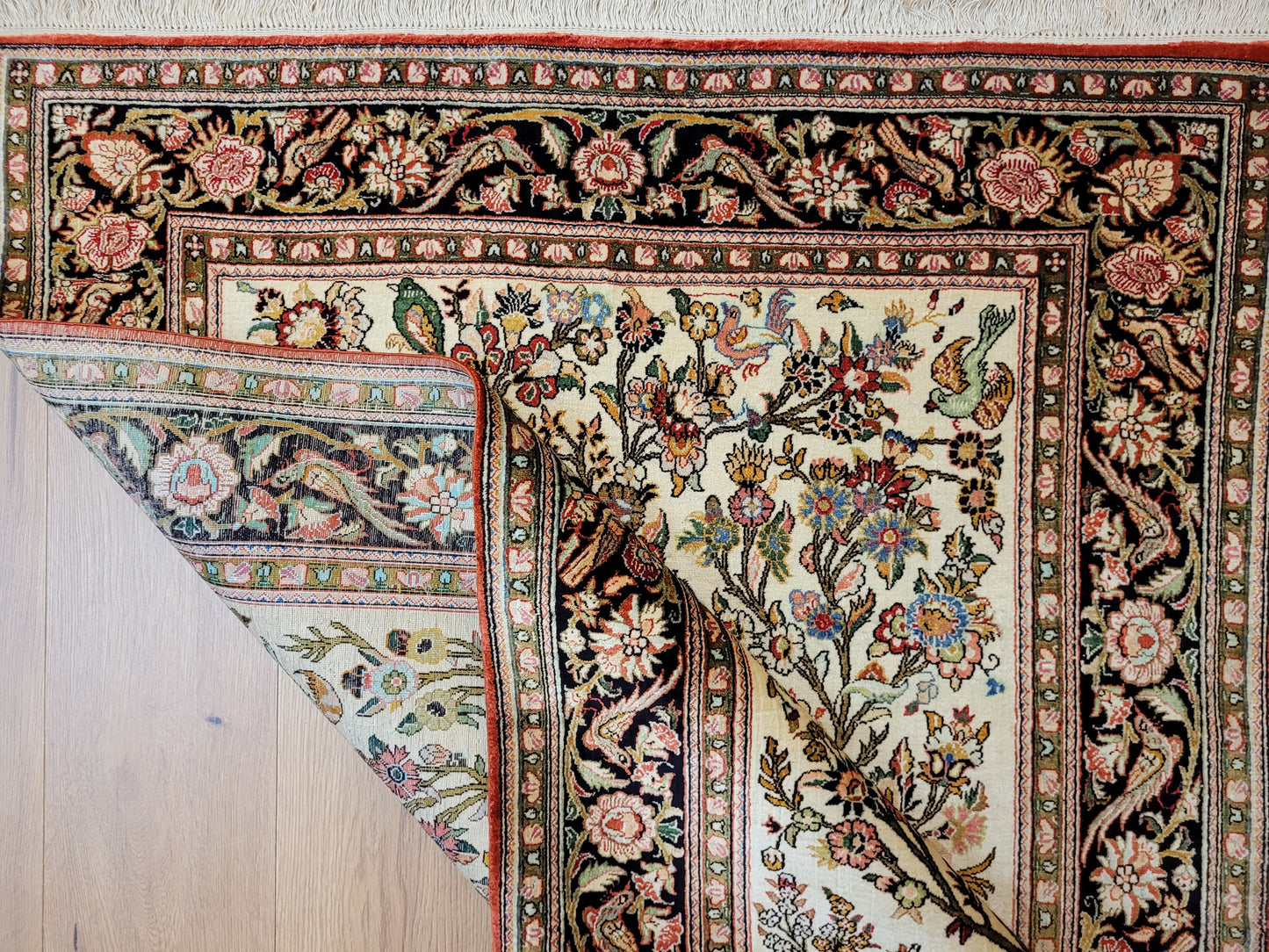 Ghom Seide auf Seide Teppich Baum des Lebens feine Knüpfung