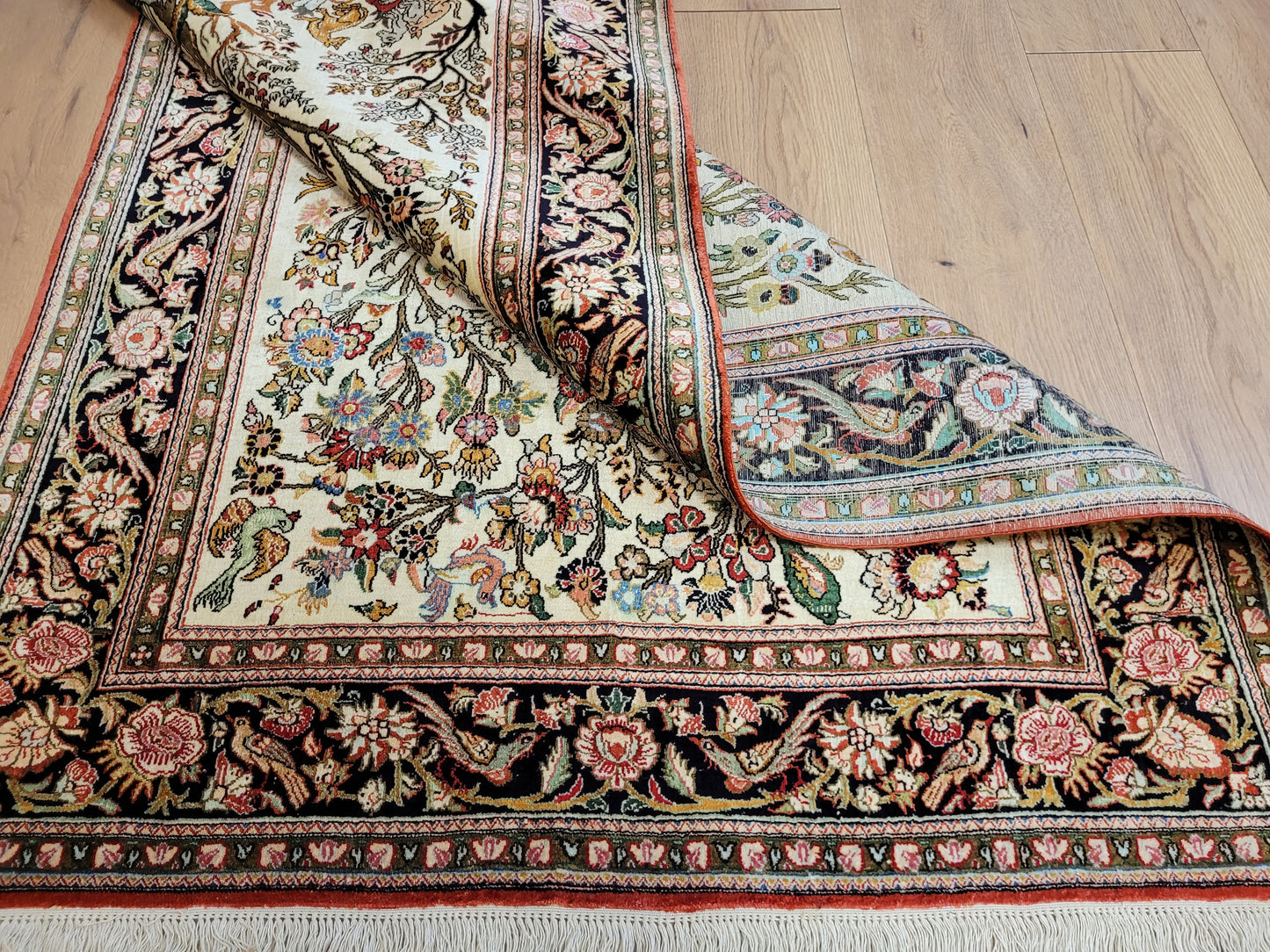 Ghom Seide auf Seide Teppich Baum des Lebens feine Knüpfung