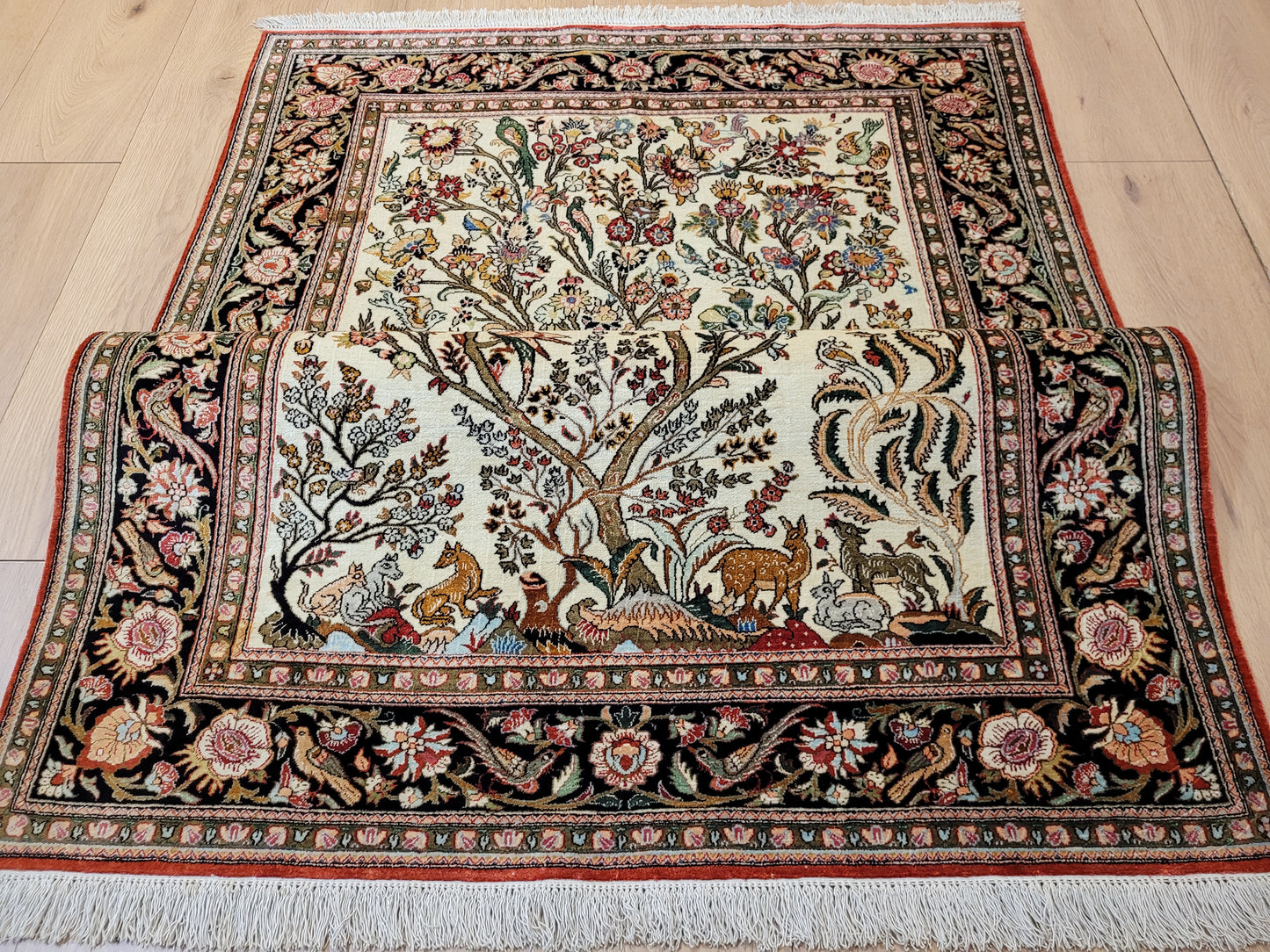 Ghom Seide auf Seide Teppich Baum des Lebens feine Knüpfung