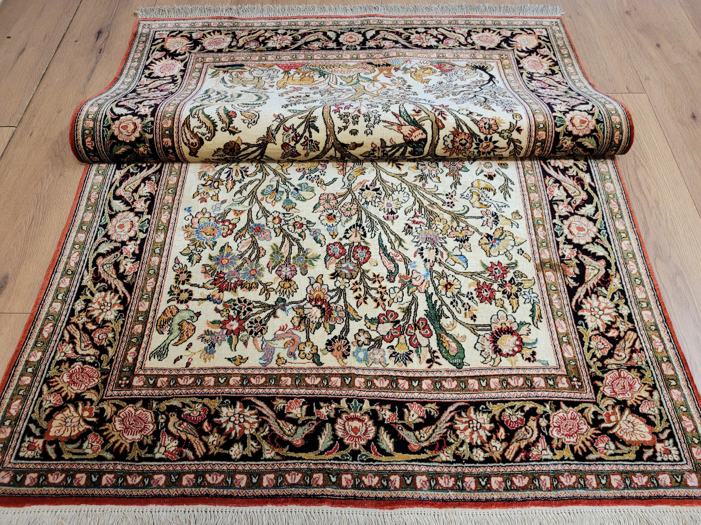 Ghom Seide auf Seide Teppich Baum des Lebens feine Knüpfung