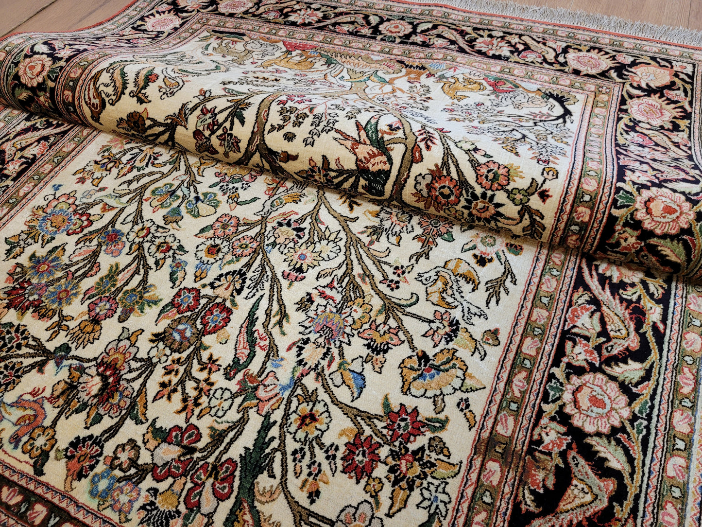 Ghom Seide auf Seide Teppich Baum des Lebens feine Knüpfung