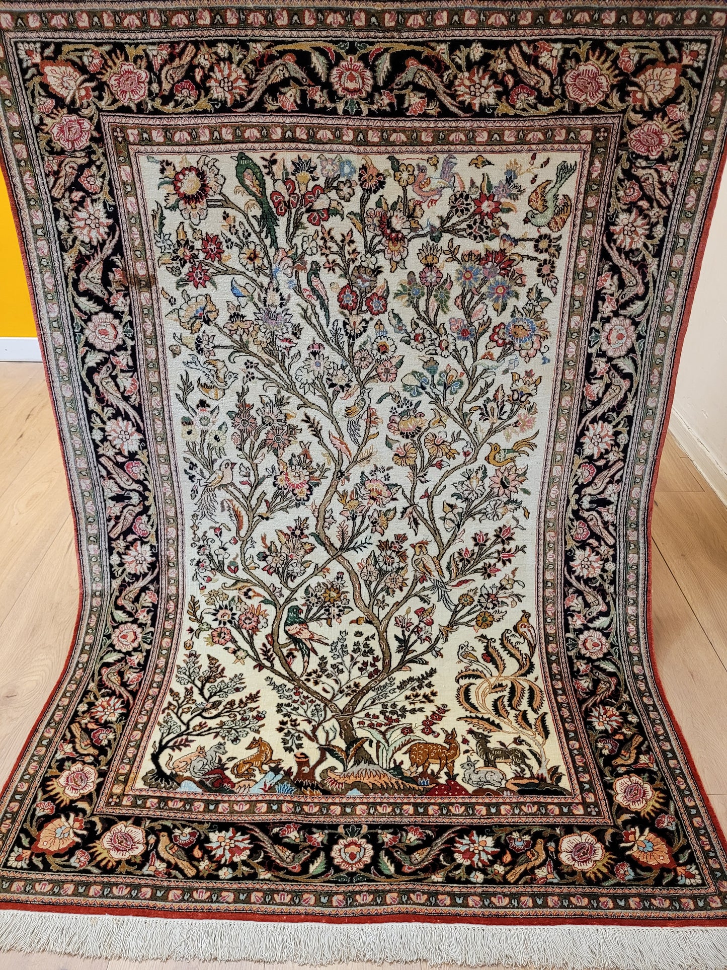 Ghom Seide auf Seide Teppich Baum des Lebens feine Knüpfung