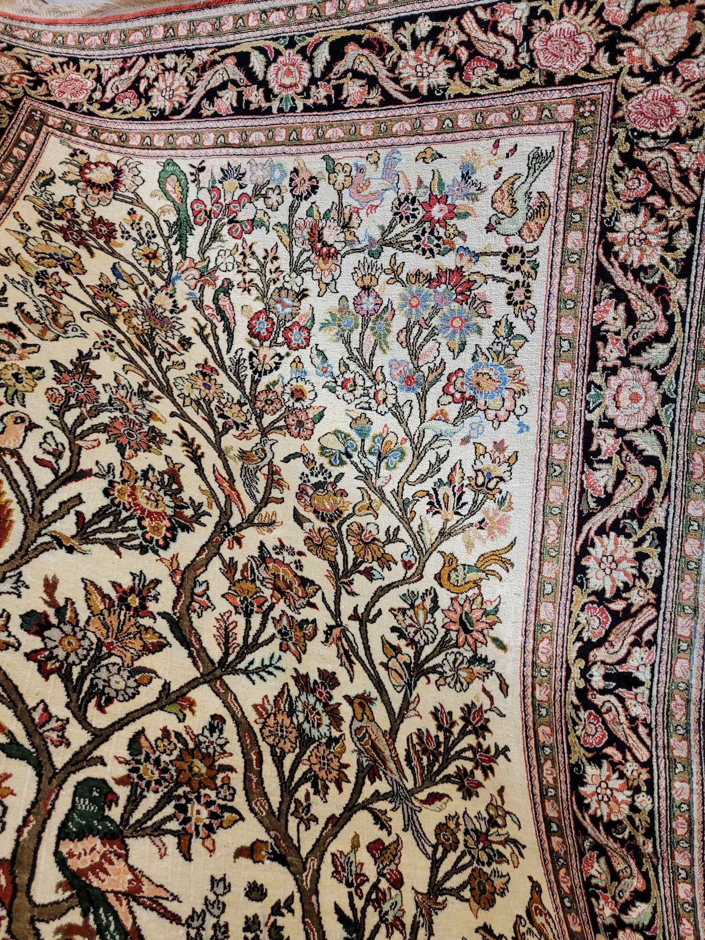 Ghom Seide auf Seide Teppich Baum des Lebens feine Knüpfung