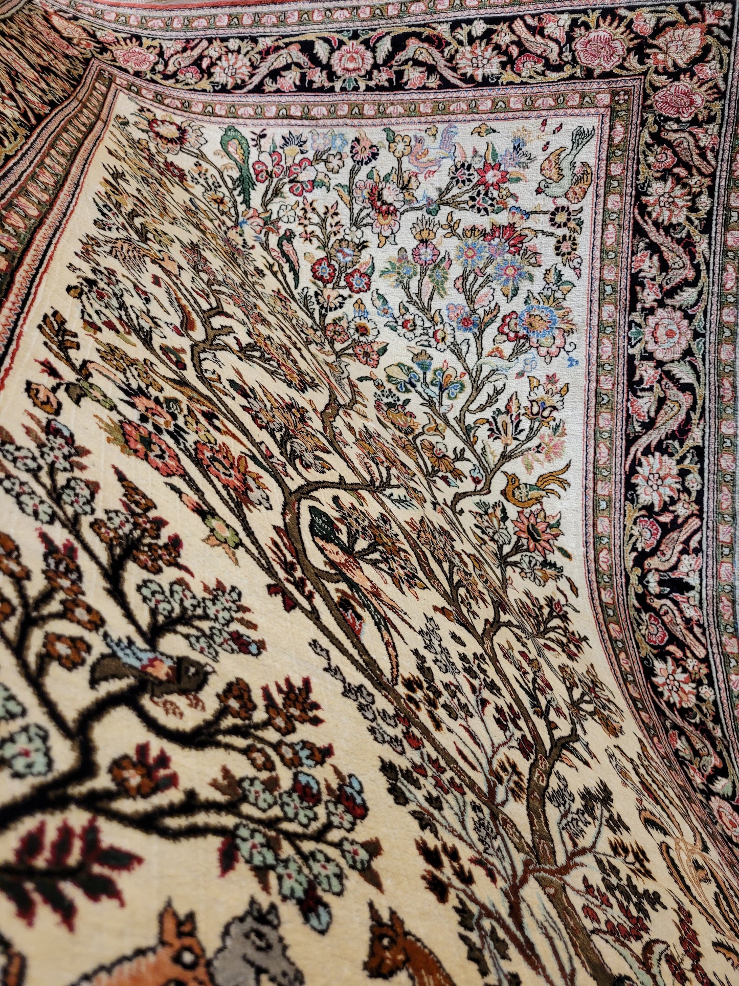 Ghom Seide auf Seide Teppich Baum des Lebens feine Knüpfung