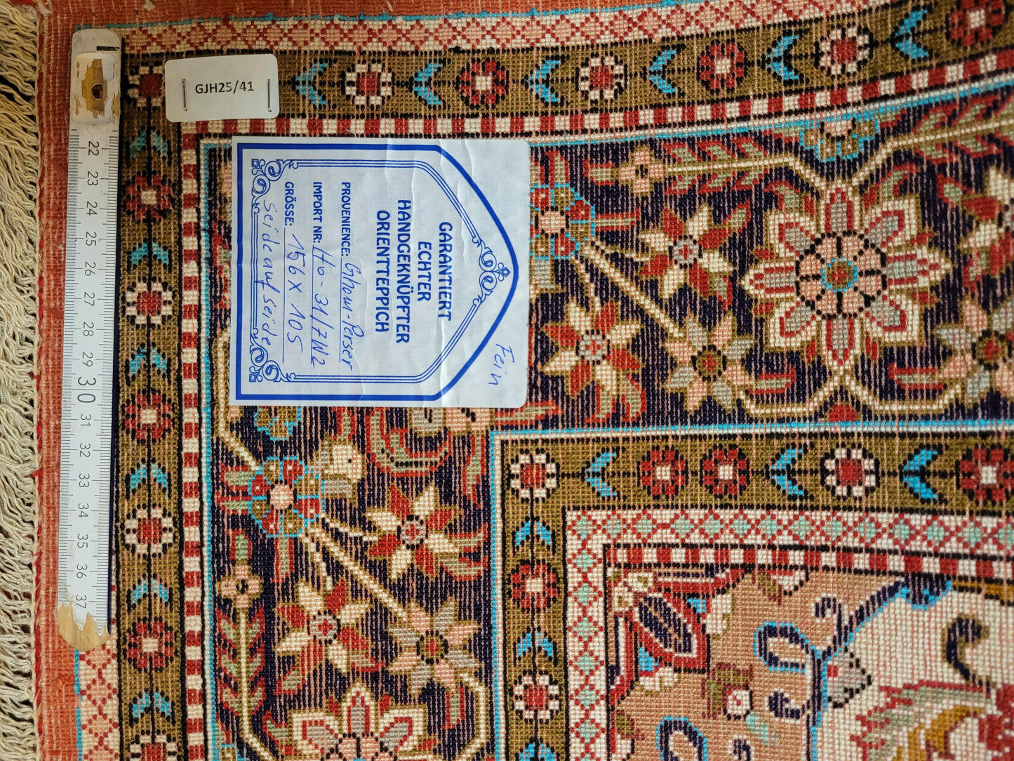 Ghom Teppich Seide auf Seide fein Blumenmuster