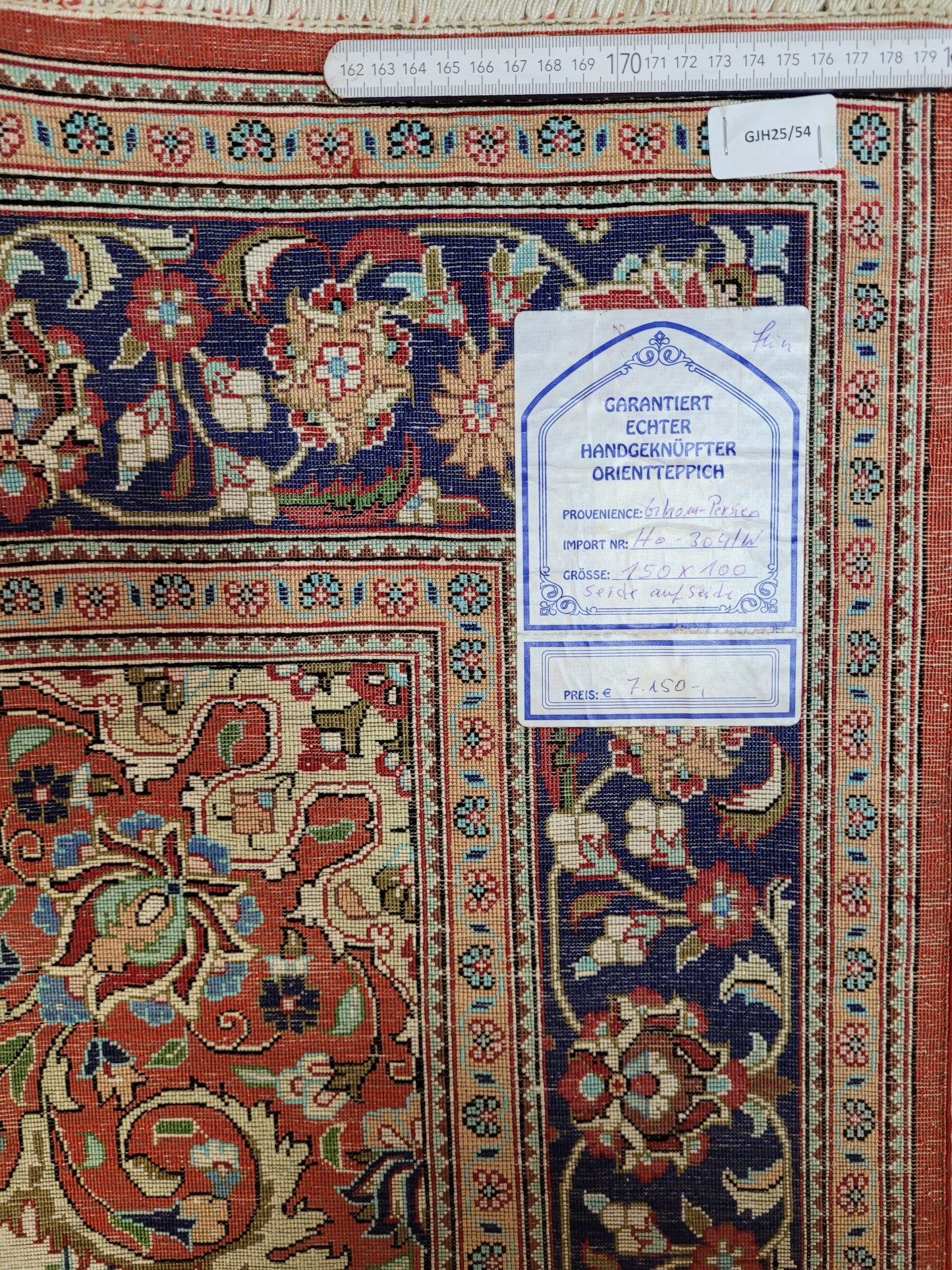 Ghom Teppich Seide auf Seide fein florales Medaillonmuster