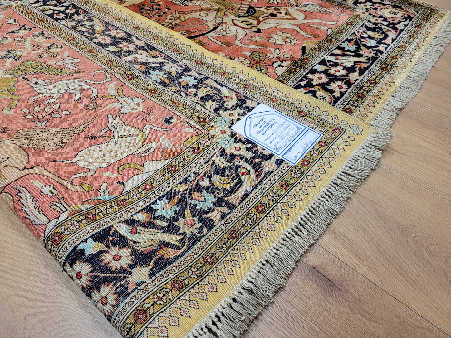 Ghom Teppich Seide auf Seide Jagdszene