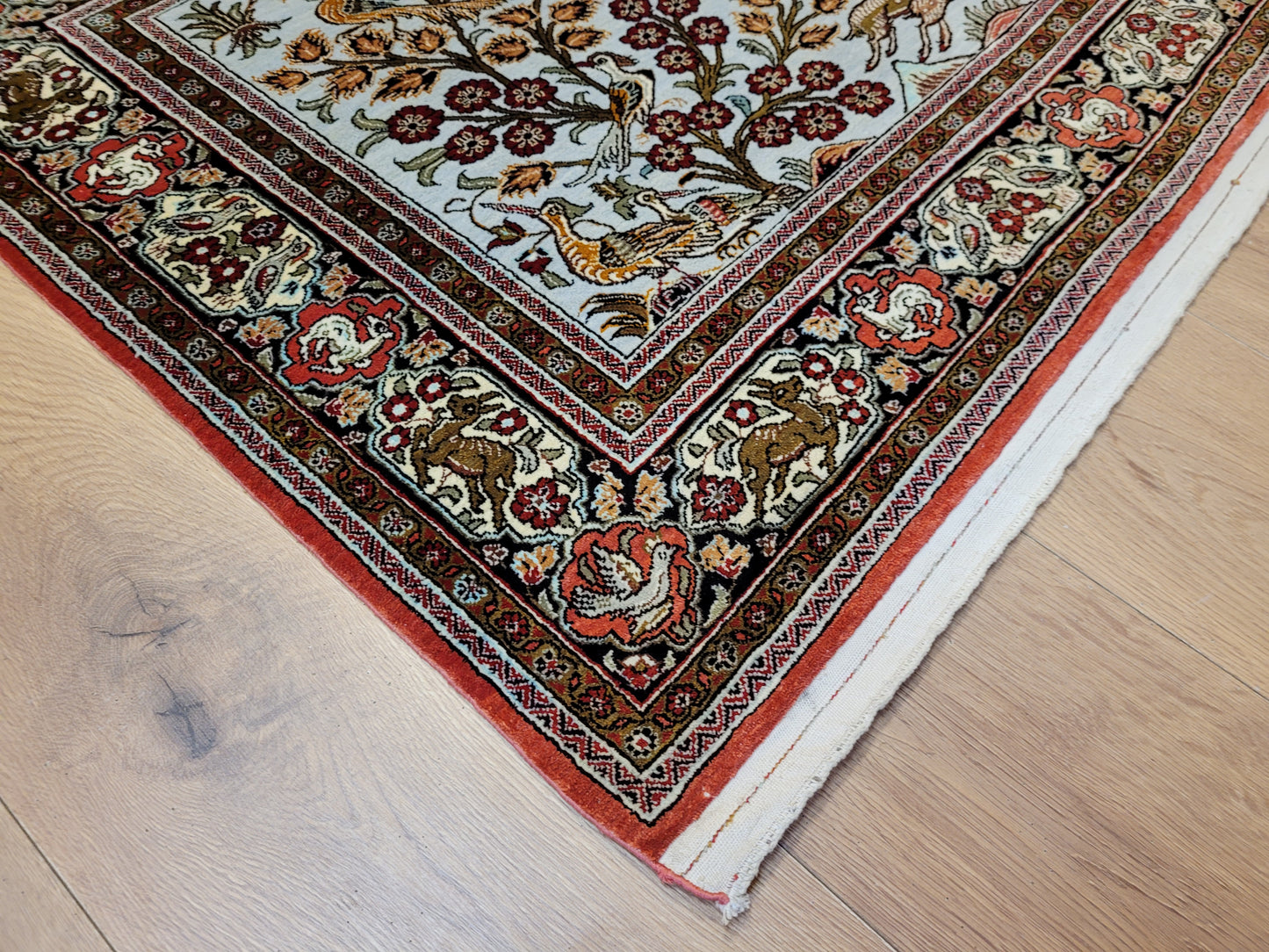 Ghom Seide auf Seide Jagdszene feine Knüpfung