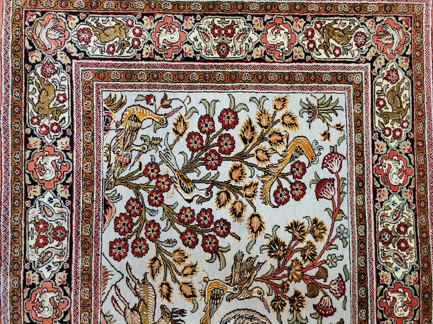 Ghom Seide auf Seide Jagdszene feine Knüpfung