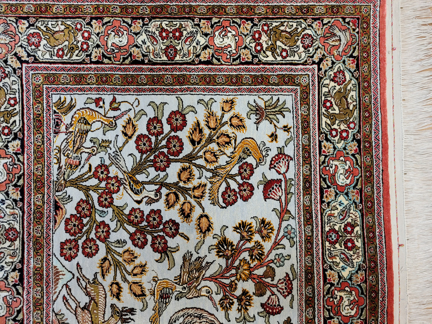 Ghom Seide auf Seide Jagdszene feine Knüpfung