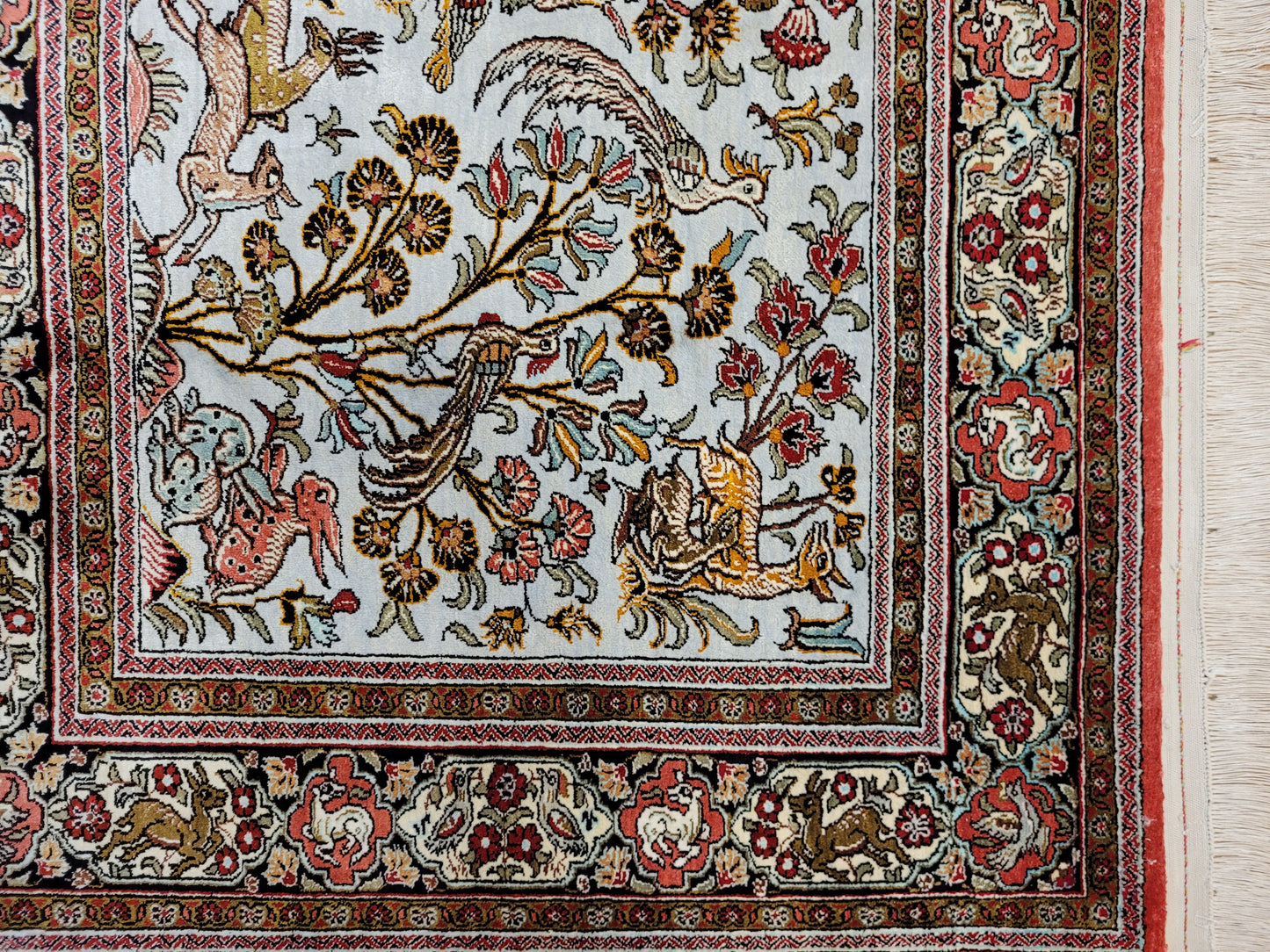 Ghom Seide auf Seide Jagdszene feine Knüpfung