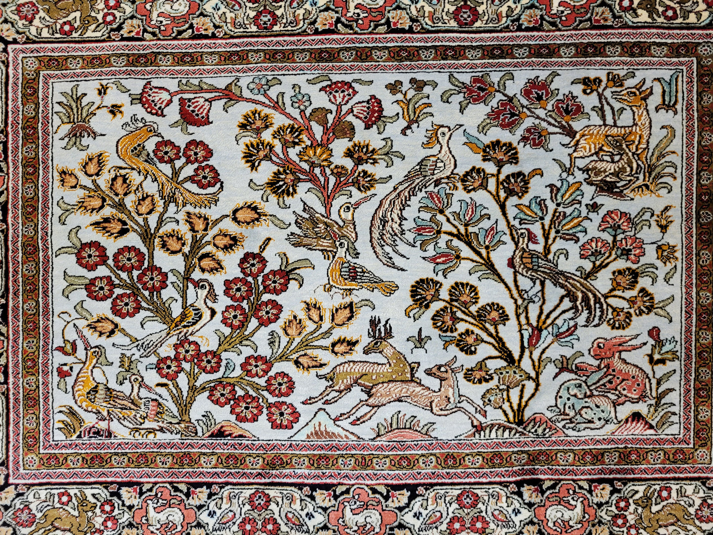 Ghom Seide auf Seide Jagdszene feine Knüpfung