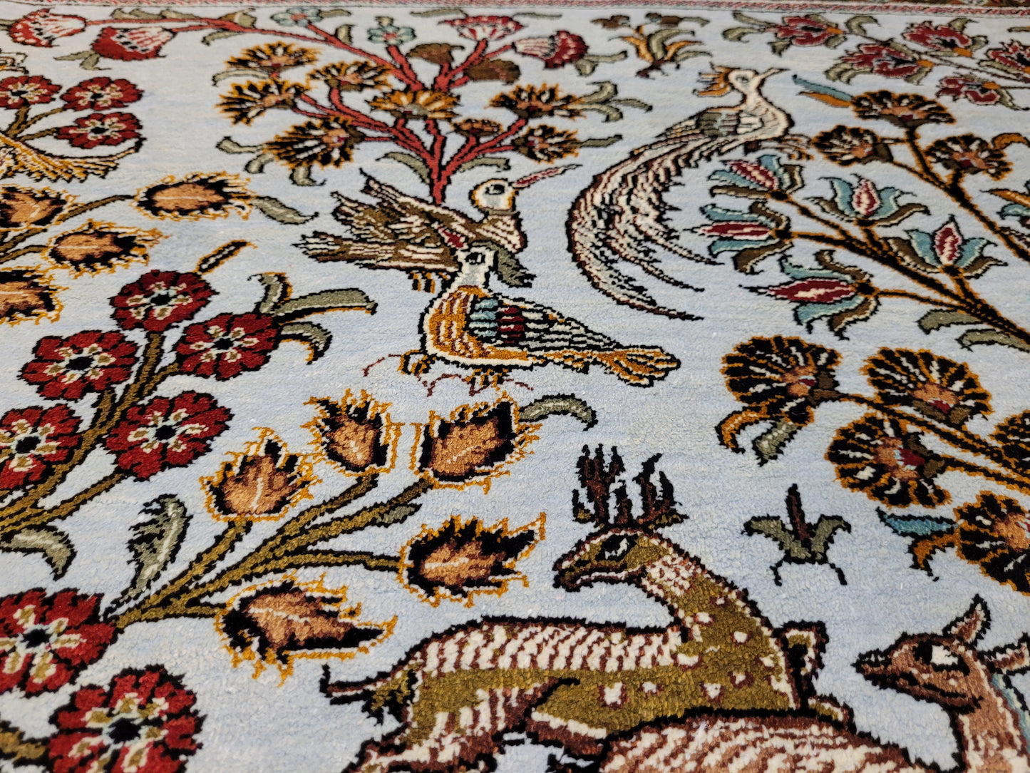 Ghom Seide auf Seide Jagdszene feine Knüpfung