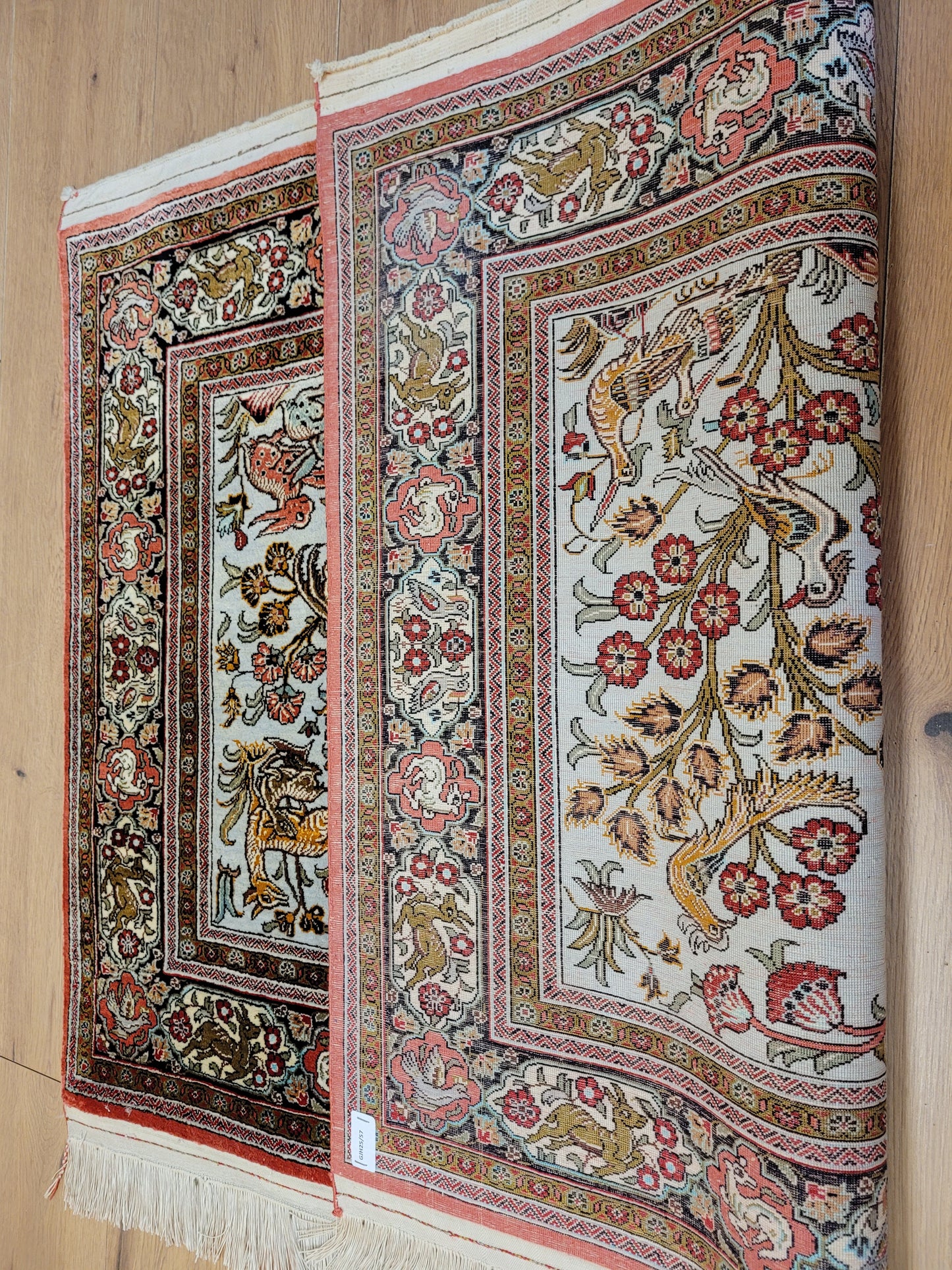 Ghom Seide auf Seide Jagdszene feine Knüpfung