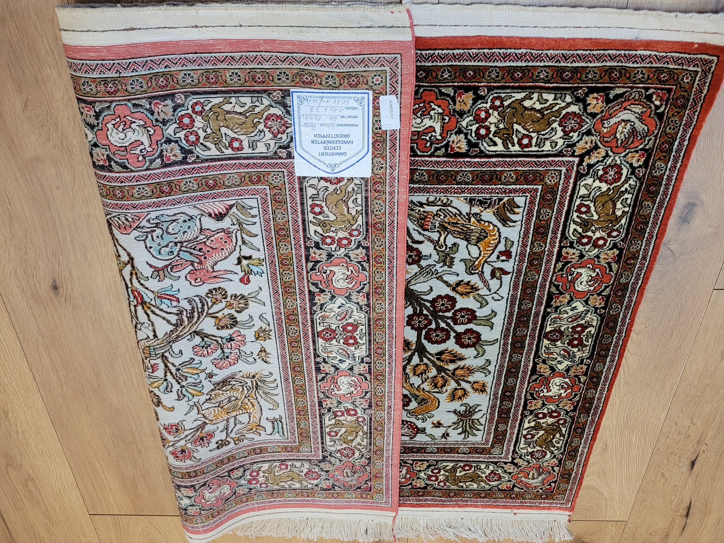 Ghom Seide auf Seide Jagdszene feine Knüpfung