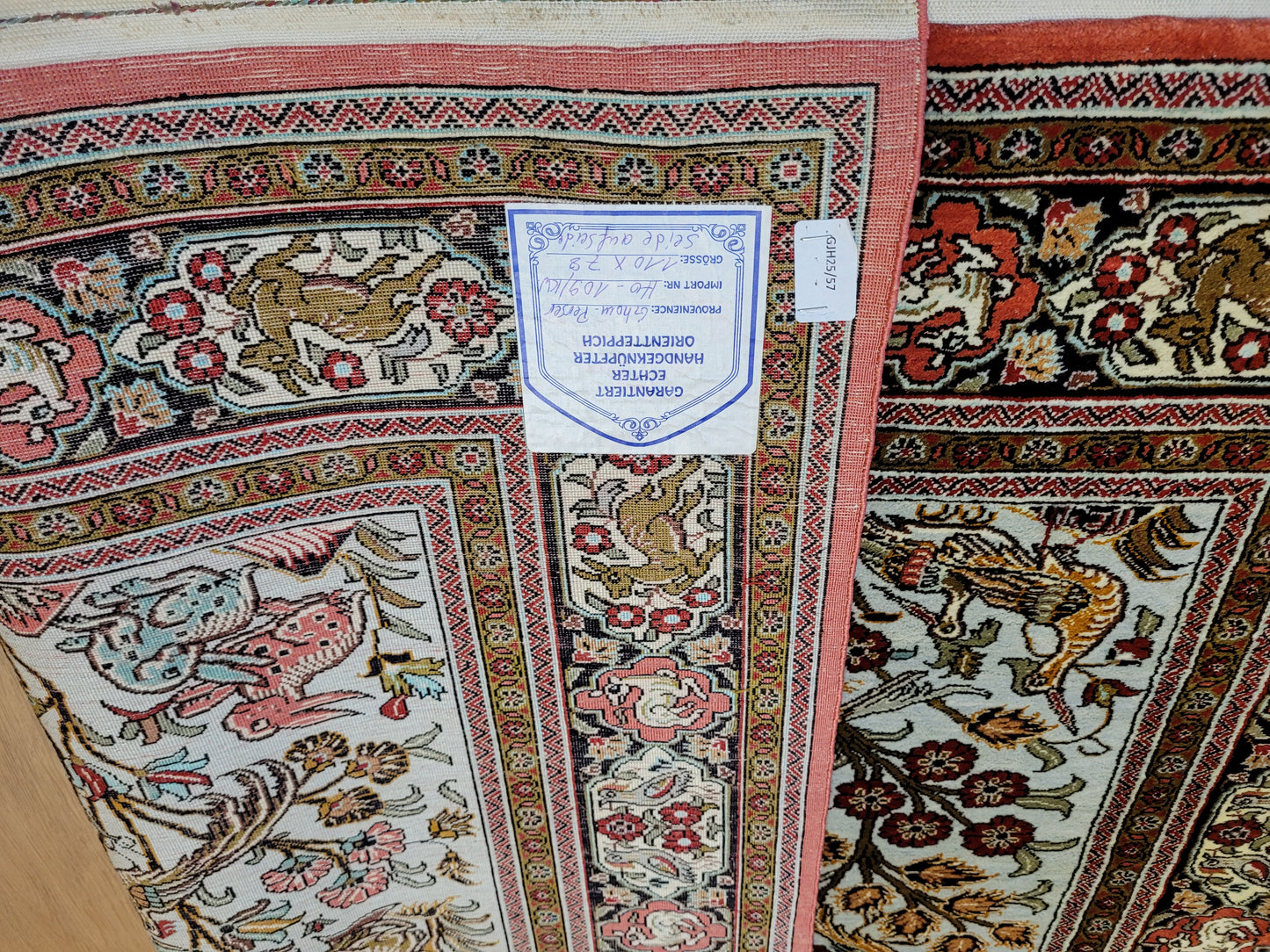 Ghom Seide auf Seide Jagdszene feine Knüpfung