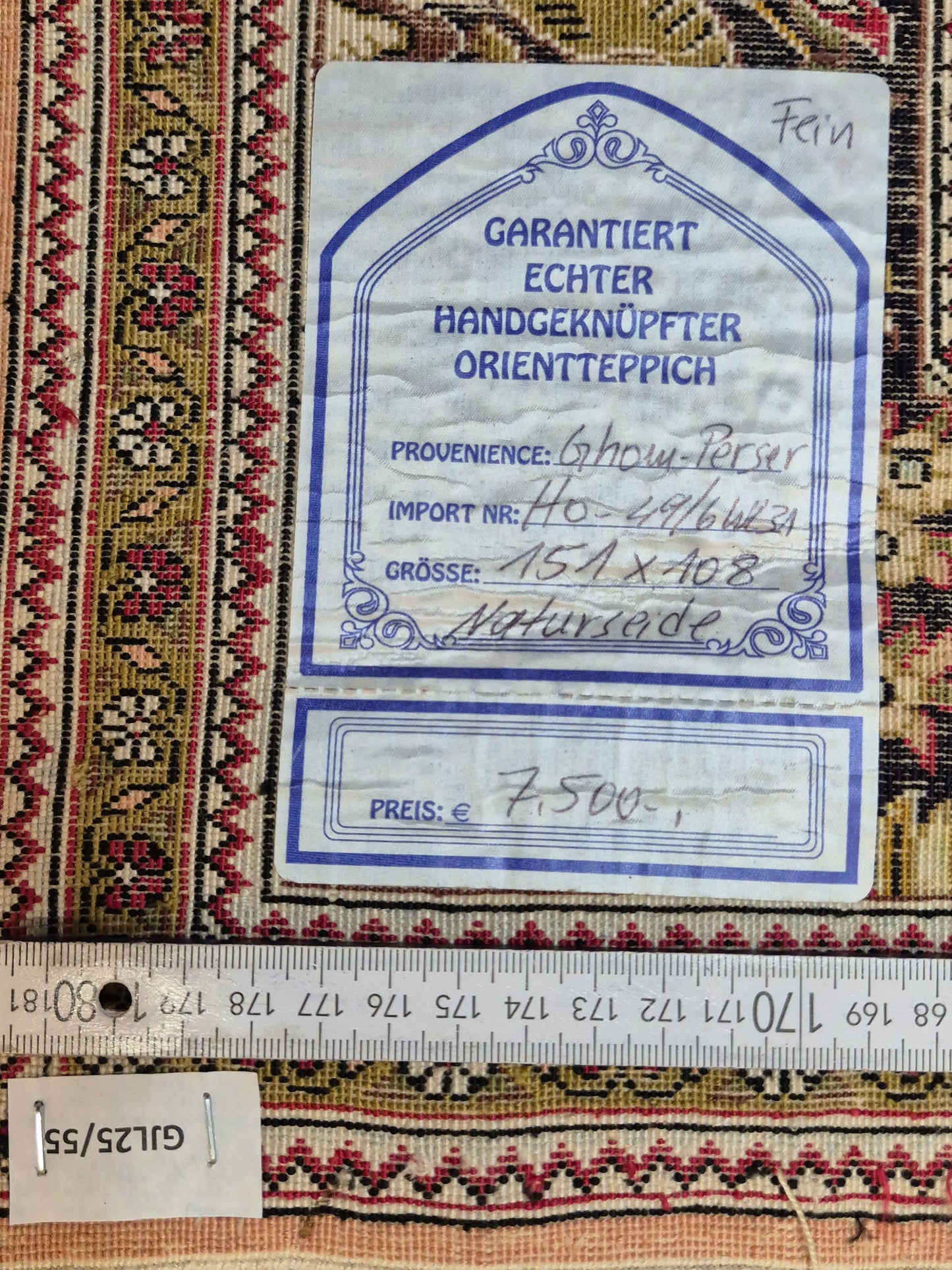 Ghom Seidenteppich Naturseide Jagdmotiv feine Handknüpfung