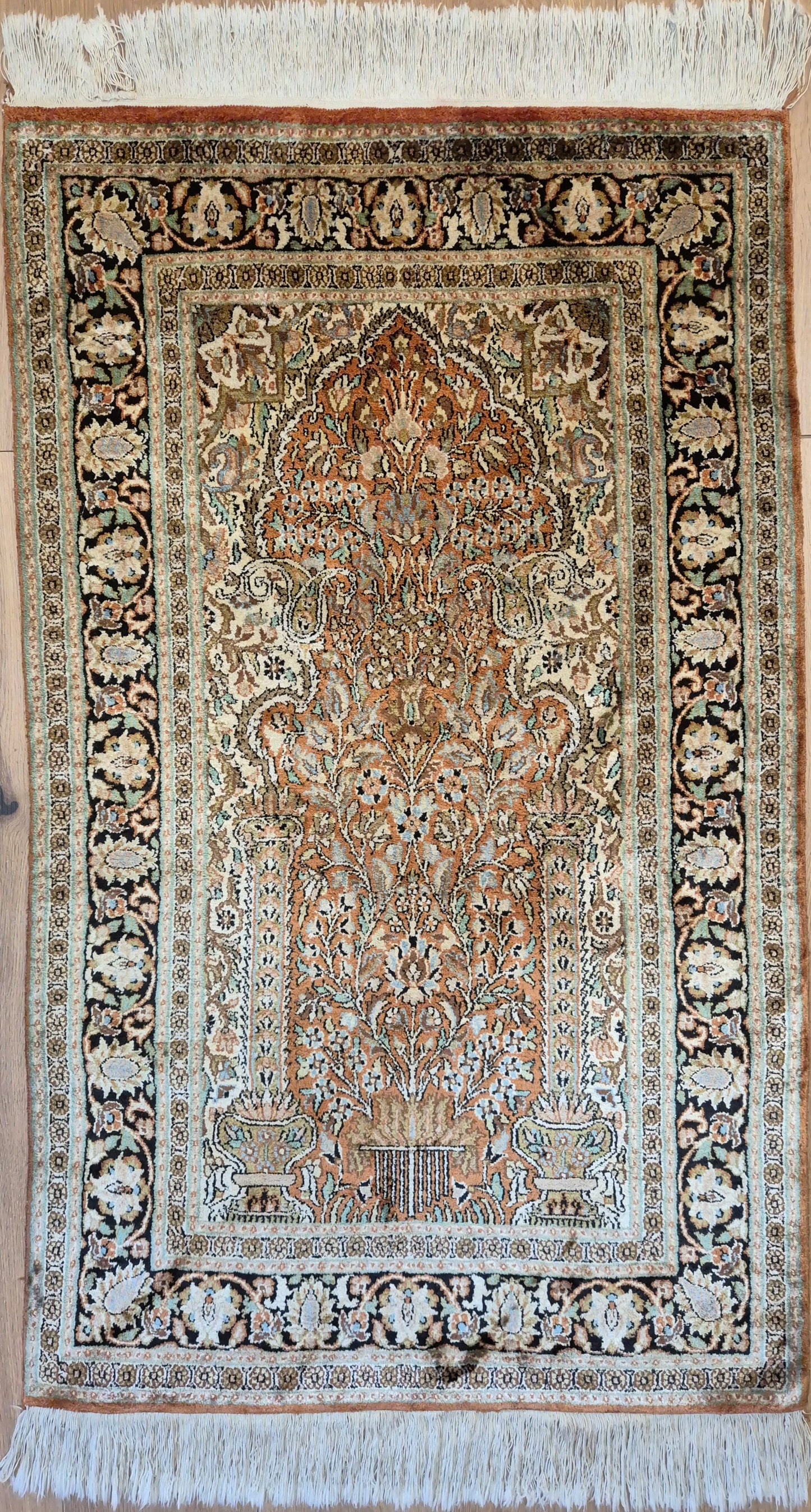 Ghom Seidenteppich Lebensbaum Kaschmir feine Handknüpfung