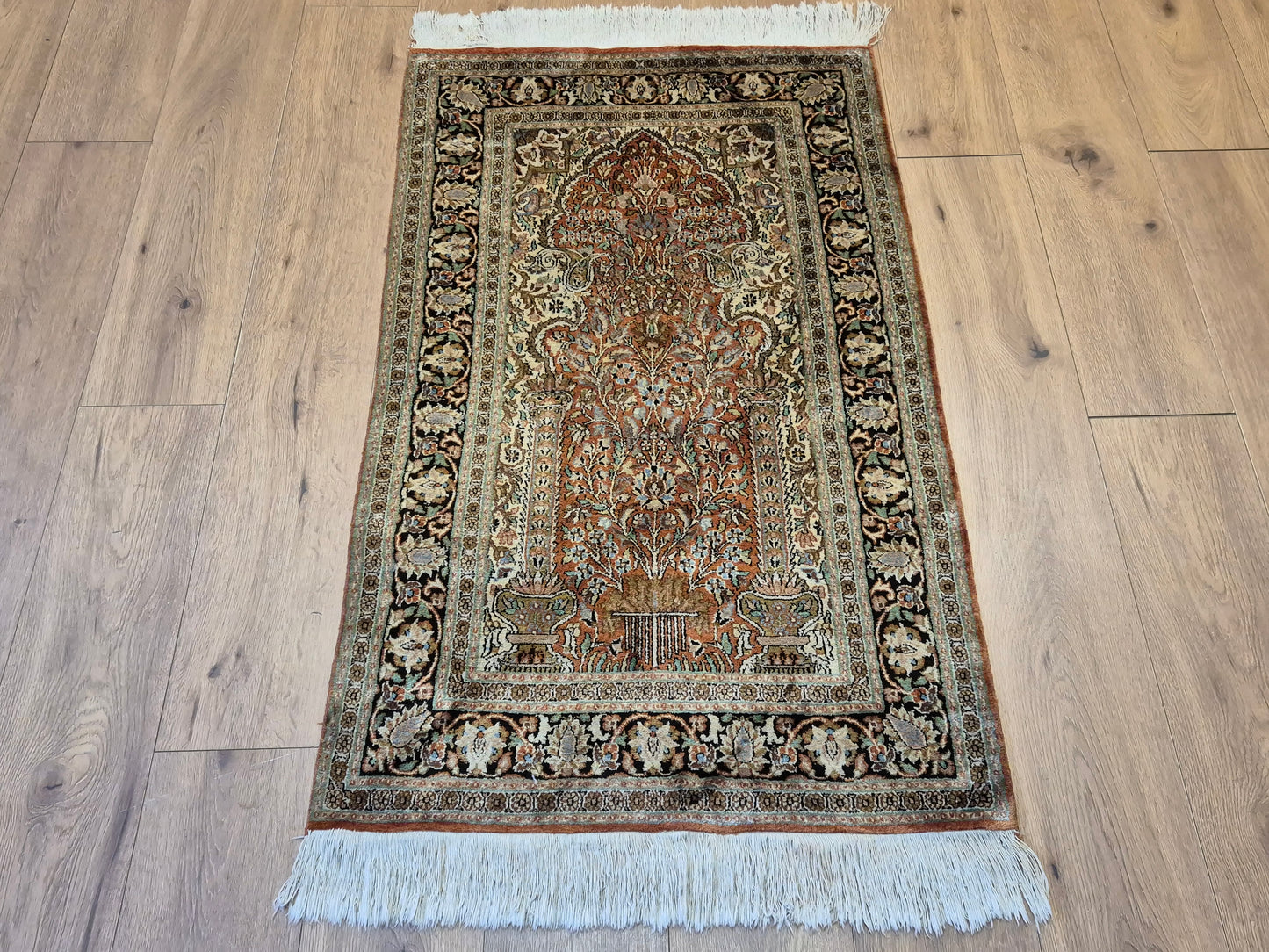 Ghom Seidenteppich Lebensbaum Kaschmir feine Handknüpfung